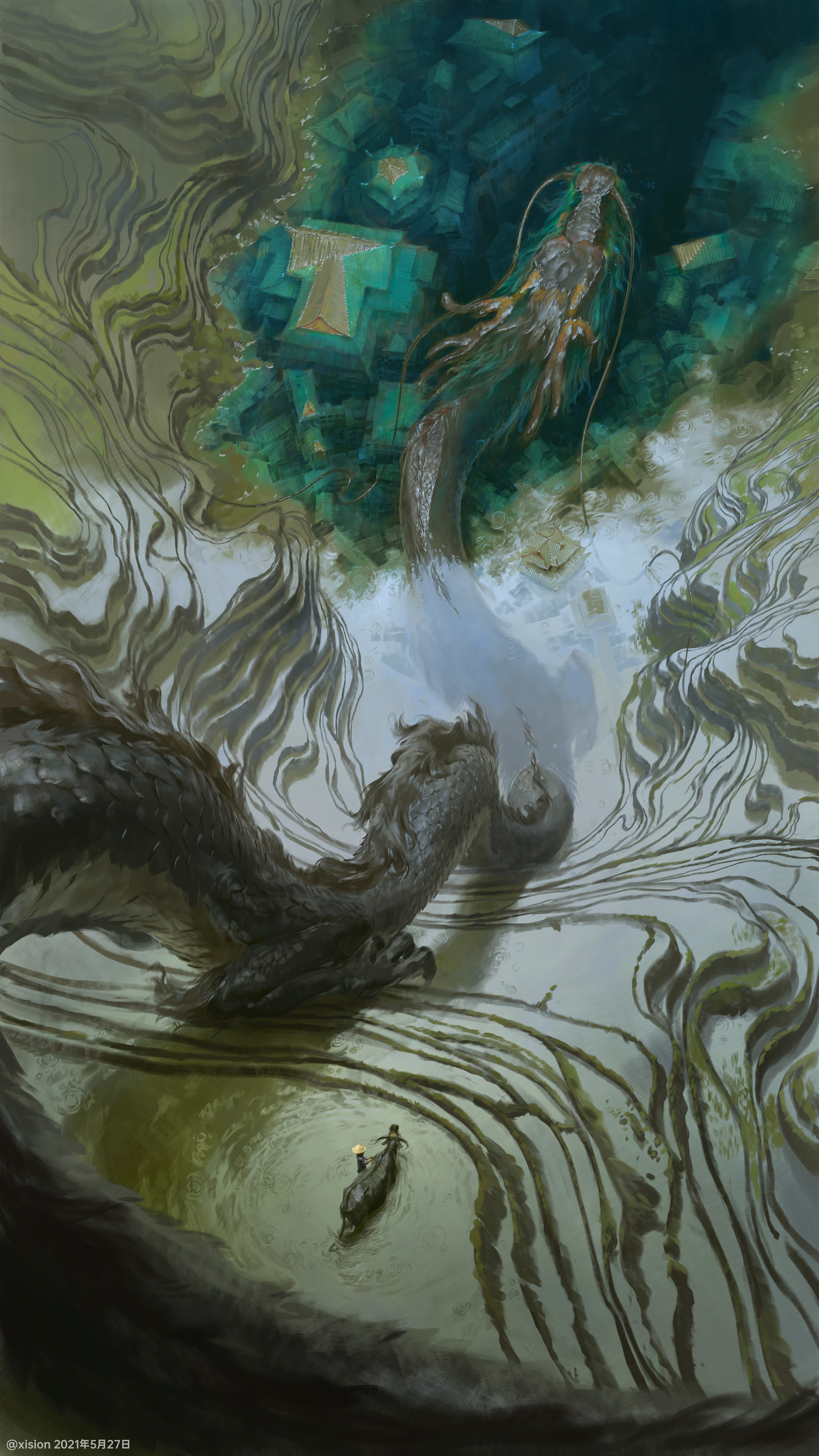 General 3000x5333 Xision Wu mythology legend Chinese dragon dragon artwork creature