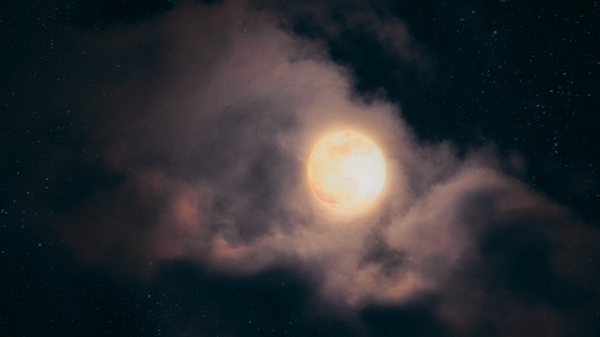 General 2048x1152 Moon clouds sky stars nature moonlight full moon