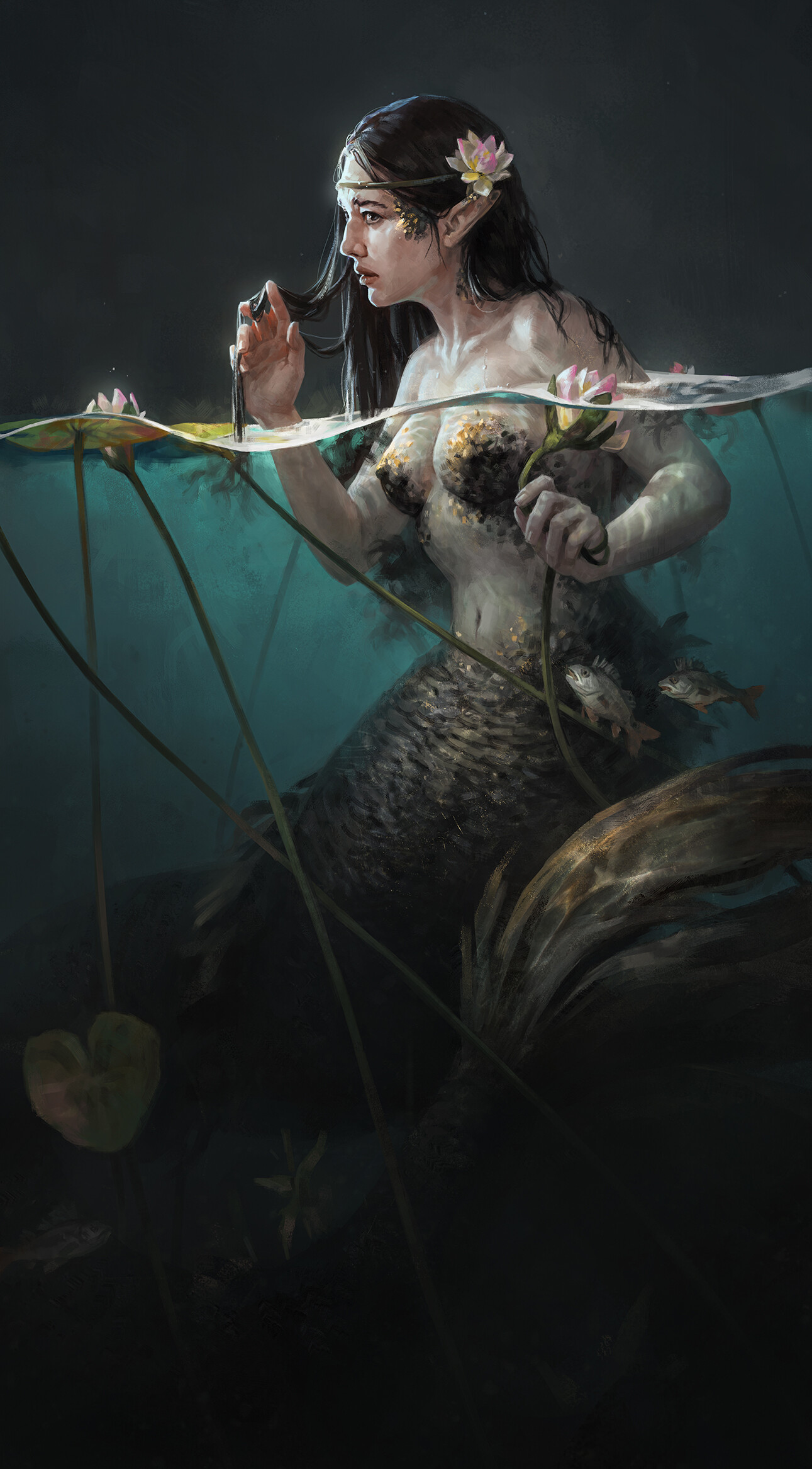 General 1291x2333 Svetlana Kostina artwork ArtStation underwater mermaids fantasy art