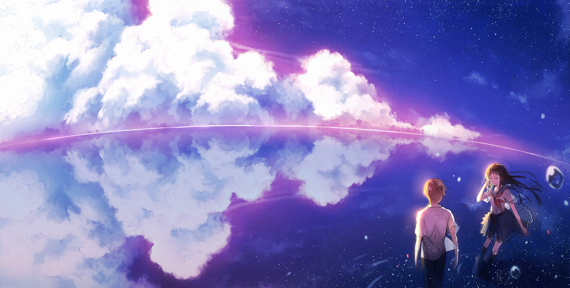 Anime 1850x936 Girls Avenue anime girls sky clouds anime