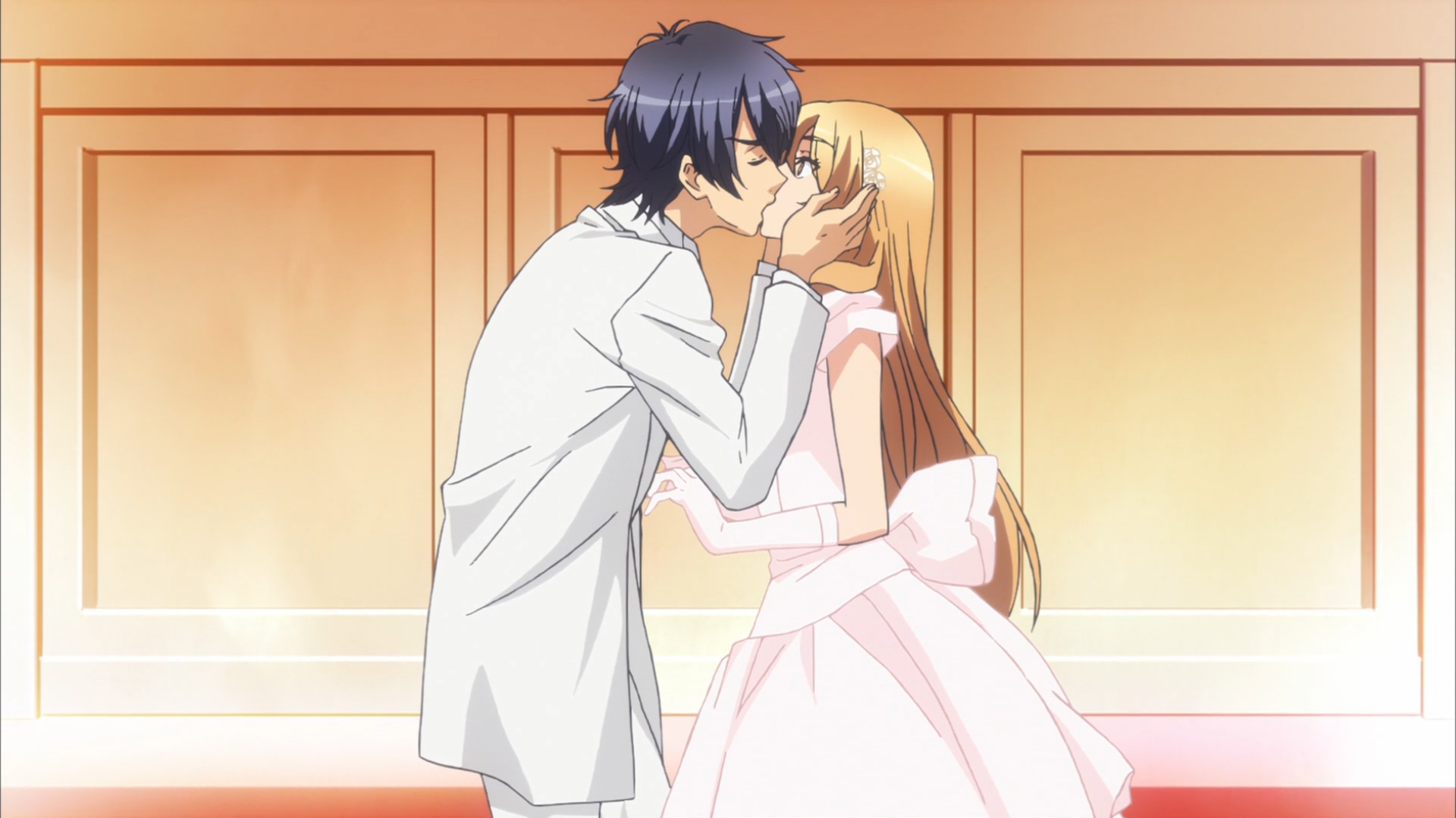 Anime 1920x1080 anime anime boys kissing blonde dress anime girls