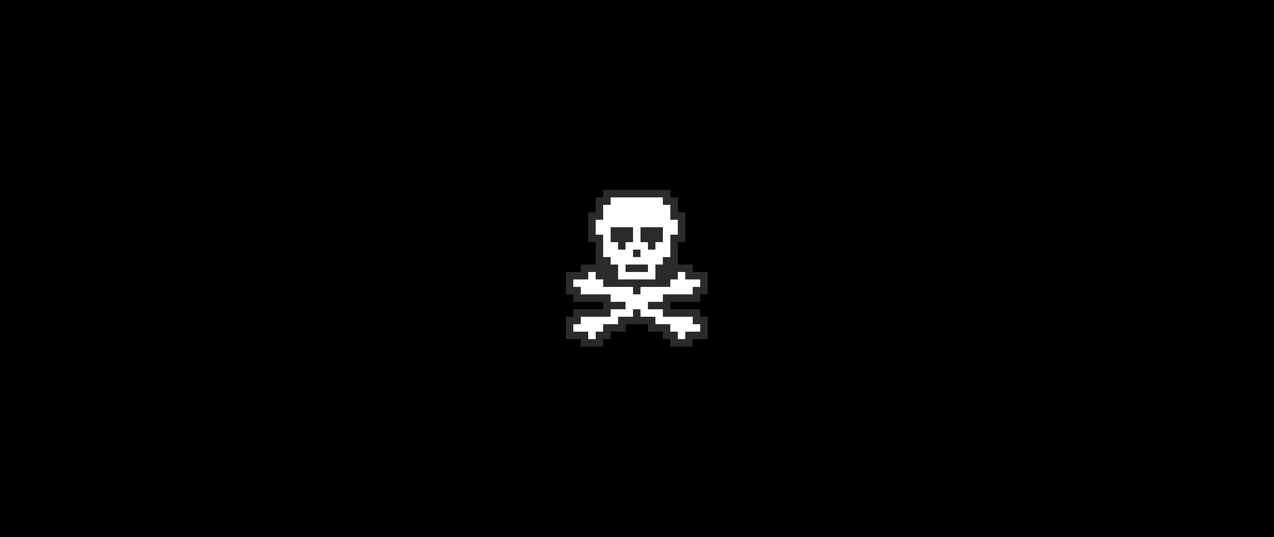 General 2560x1080 skull skull and bones 16-bit retro games black background simple background minimalism pixel art digital art artwork