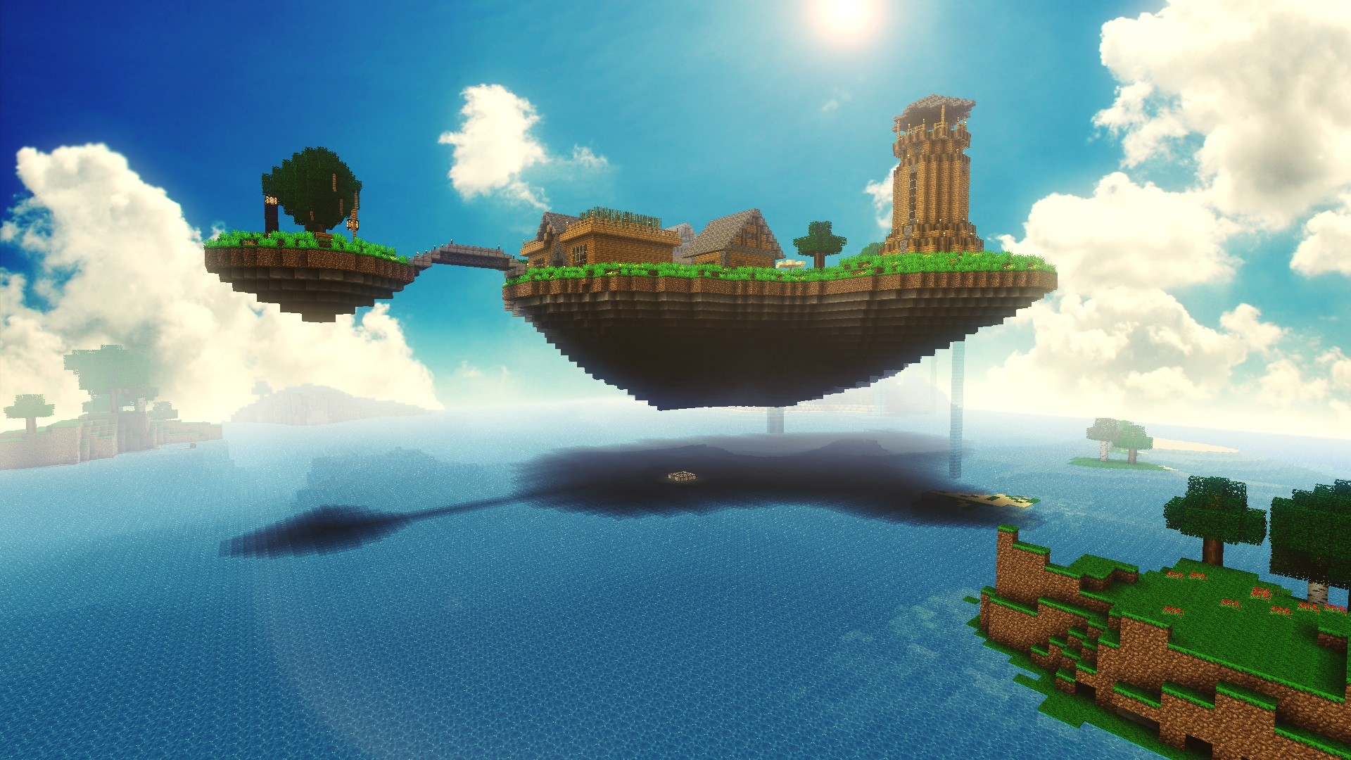 General 1920x1080 Minecraft video games floating floating island sea