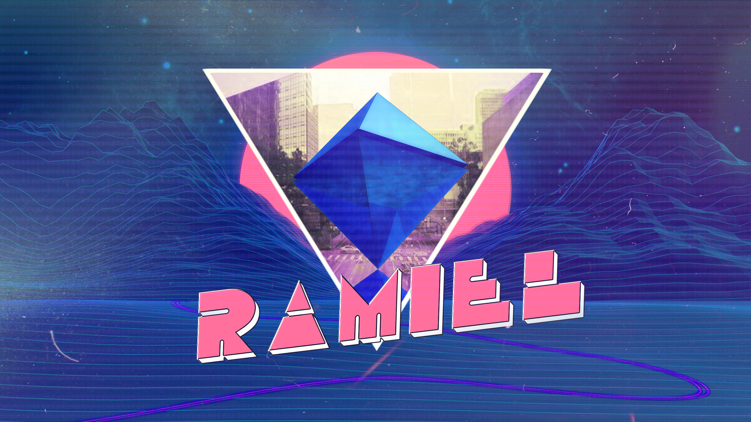 Anime 2560x1440 Neon Genesis Evangelion Ramiel digital art anime vaporwave 2D picture-in-picture fan art