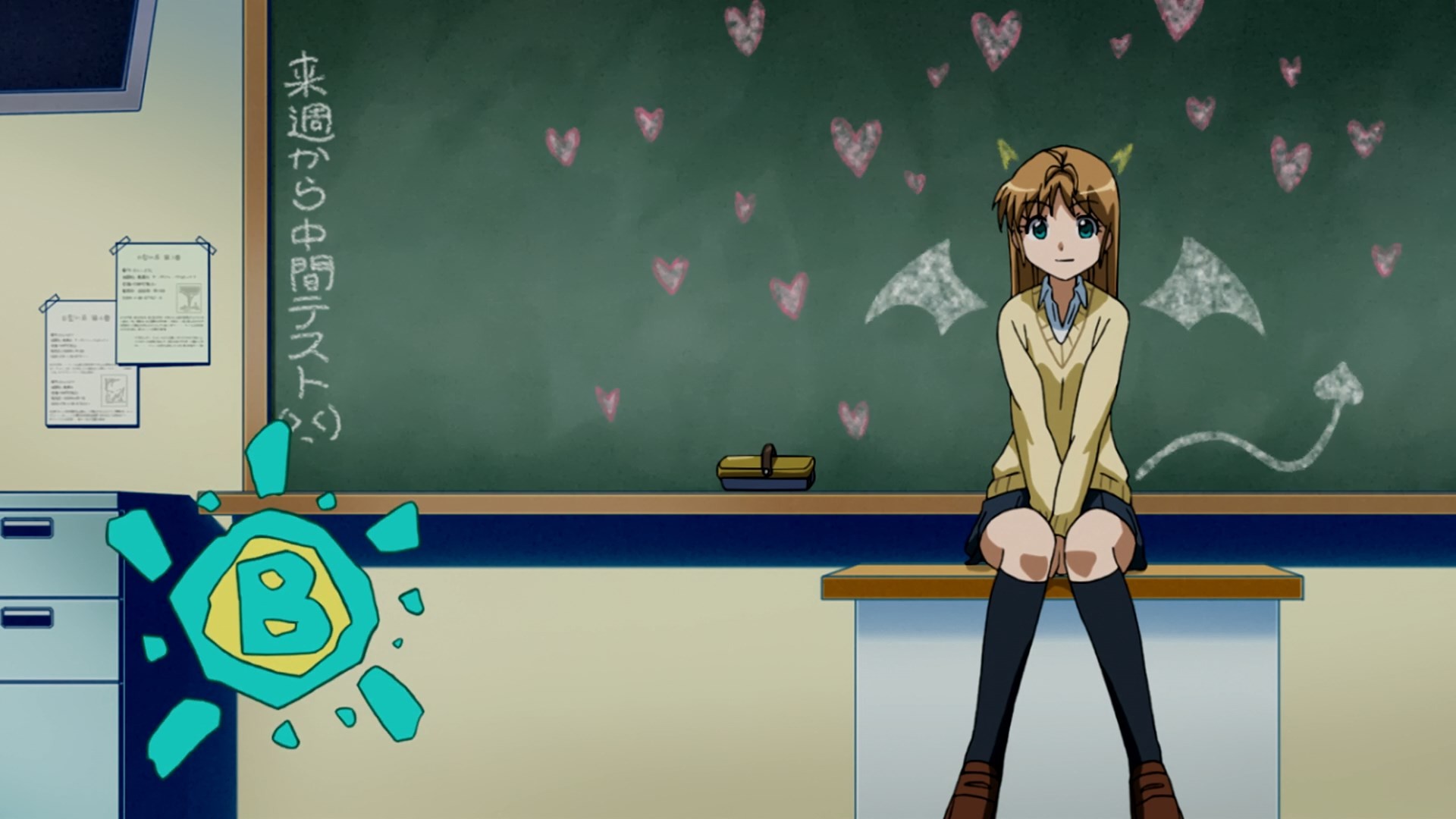 Anime 1920x1080 B Gata H Kei anime heart (design) sitting anime girls chalkboard women indoors