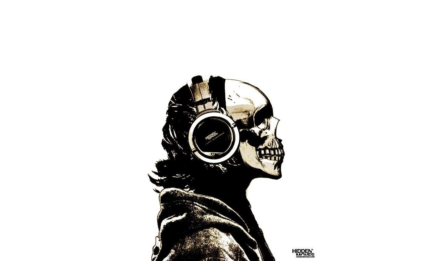 General 1378x846 skull headphones drawing audio-technica white background simple background artwork music