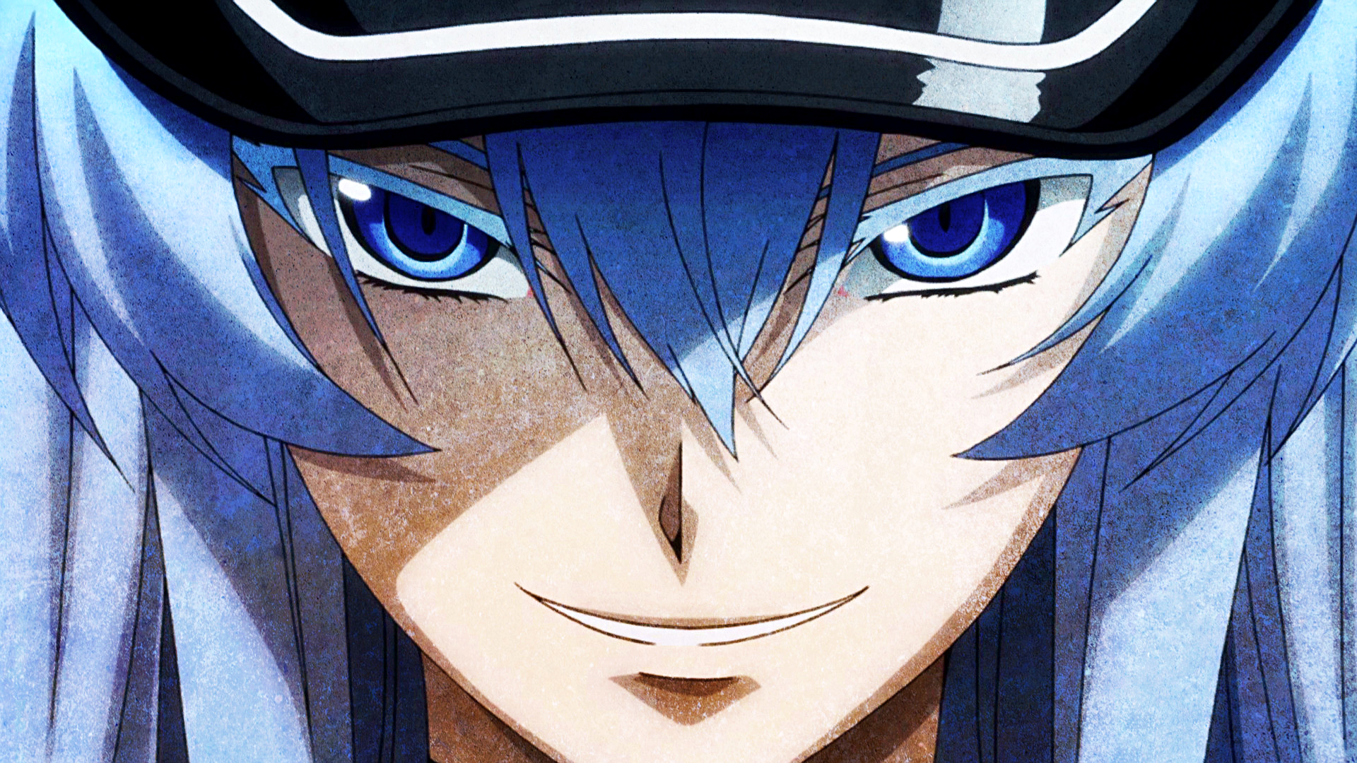 Anime 1920x1080 Akame ga Kill! Esdeath (Akame Ga Kill!) anime blue eyes blue hair face closeup hair in face looking at viewer