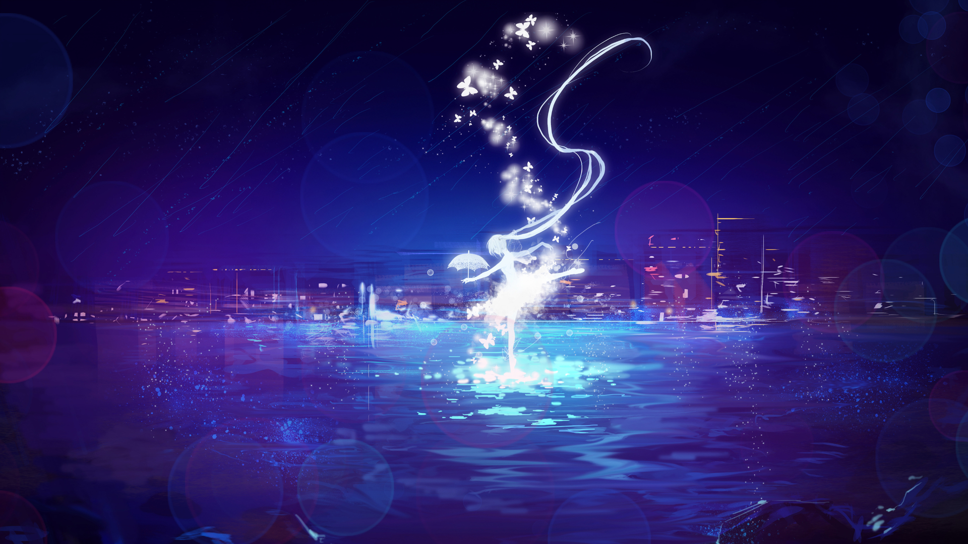 Anime 1920x1080 manga anime sky blue purple water cityscape