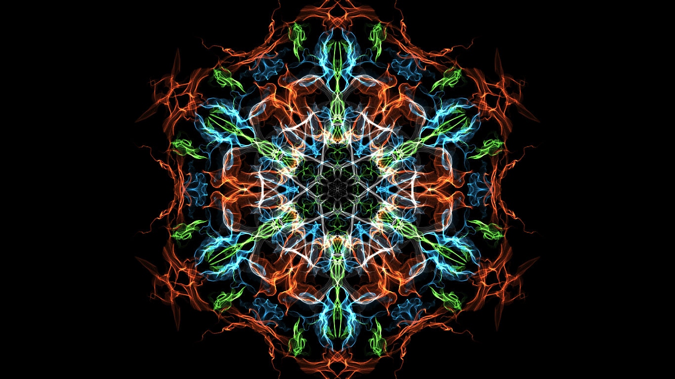 General 1366x768 kaleidoscope digital art colorful pattern simple background abstract black background