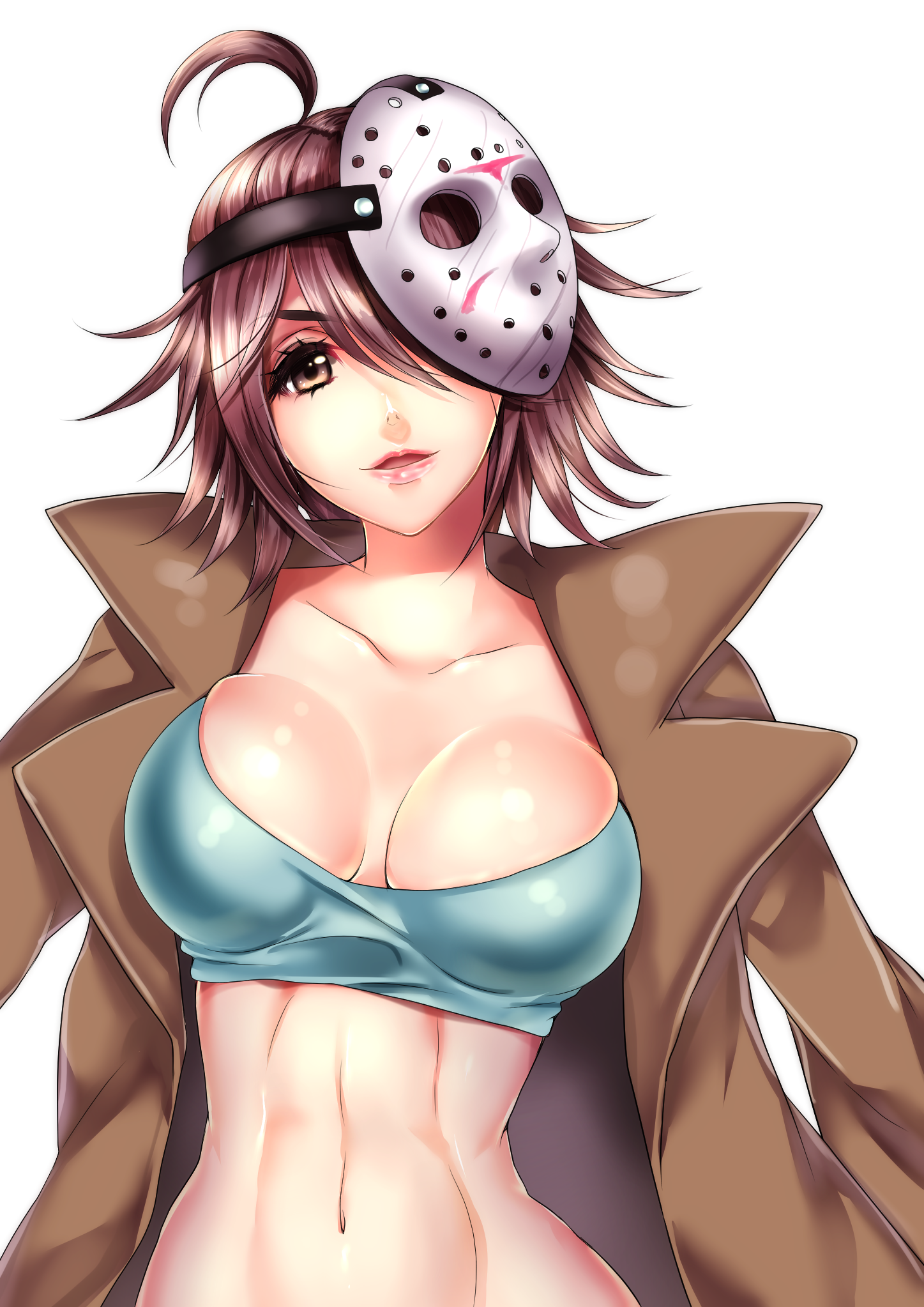 Anime 1447x2046 Friday the 13th hockey mask cleavage Jason Voorhees