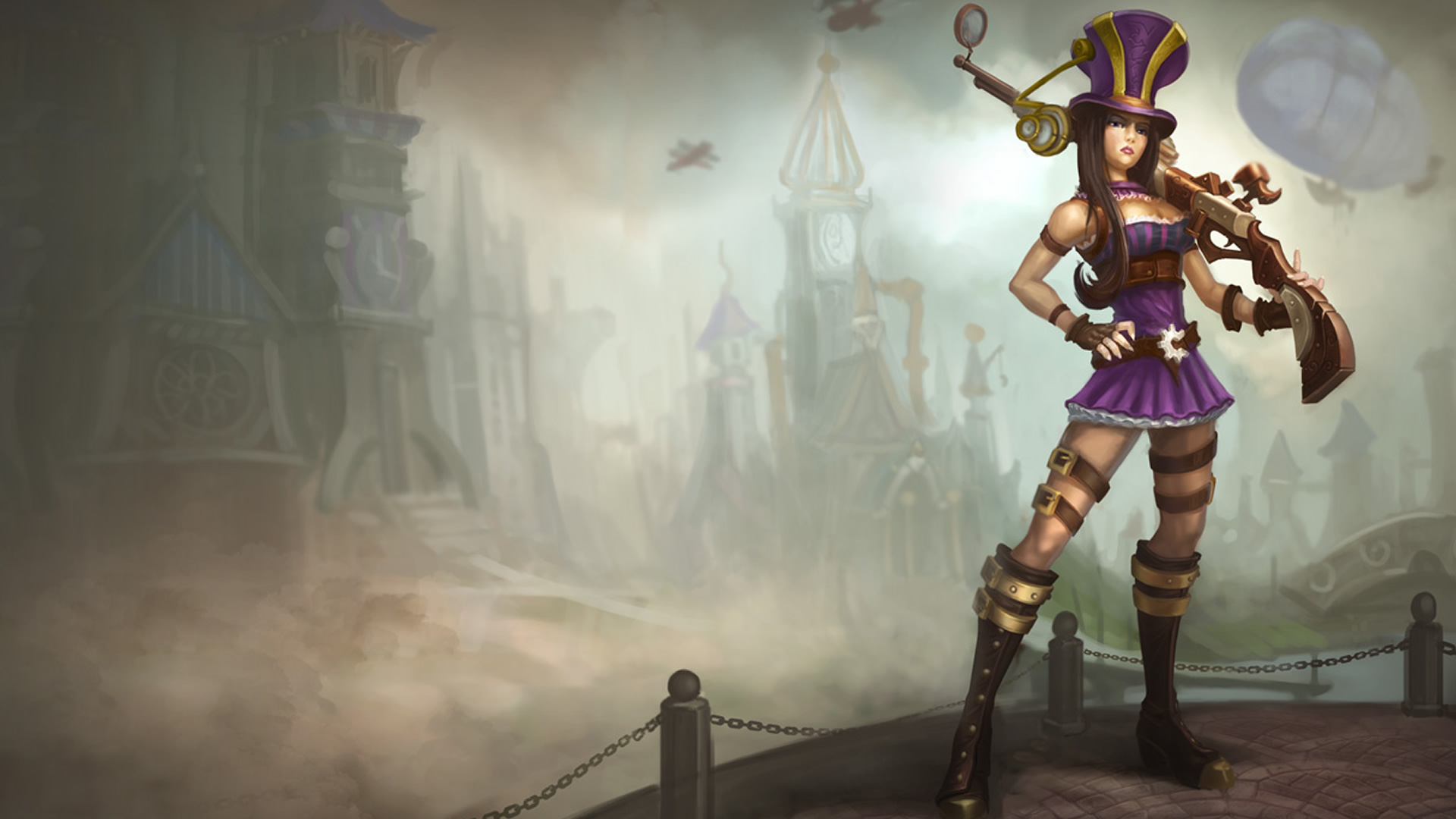 General 1920x1080 Caitlyn (League of Legends) League of Legends sniper rifle girls with guns steampunk video game characters
