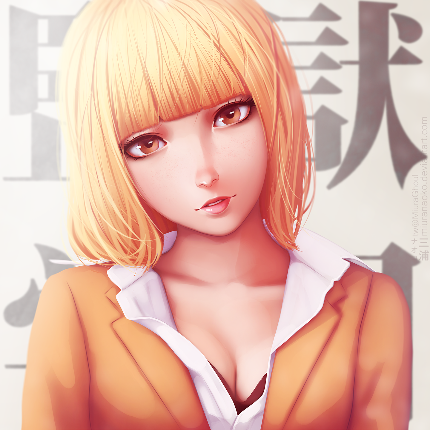 Anime 1440x1440 Midorikawa Hana Prison School anime girls cleavage blonde