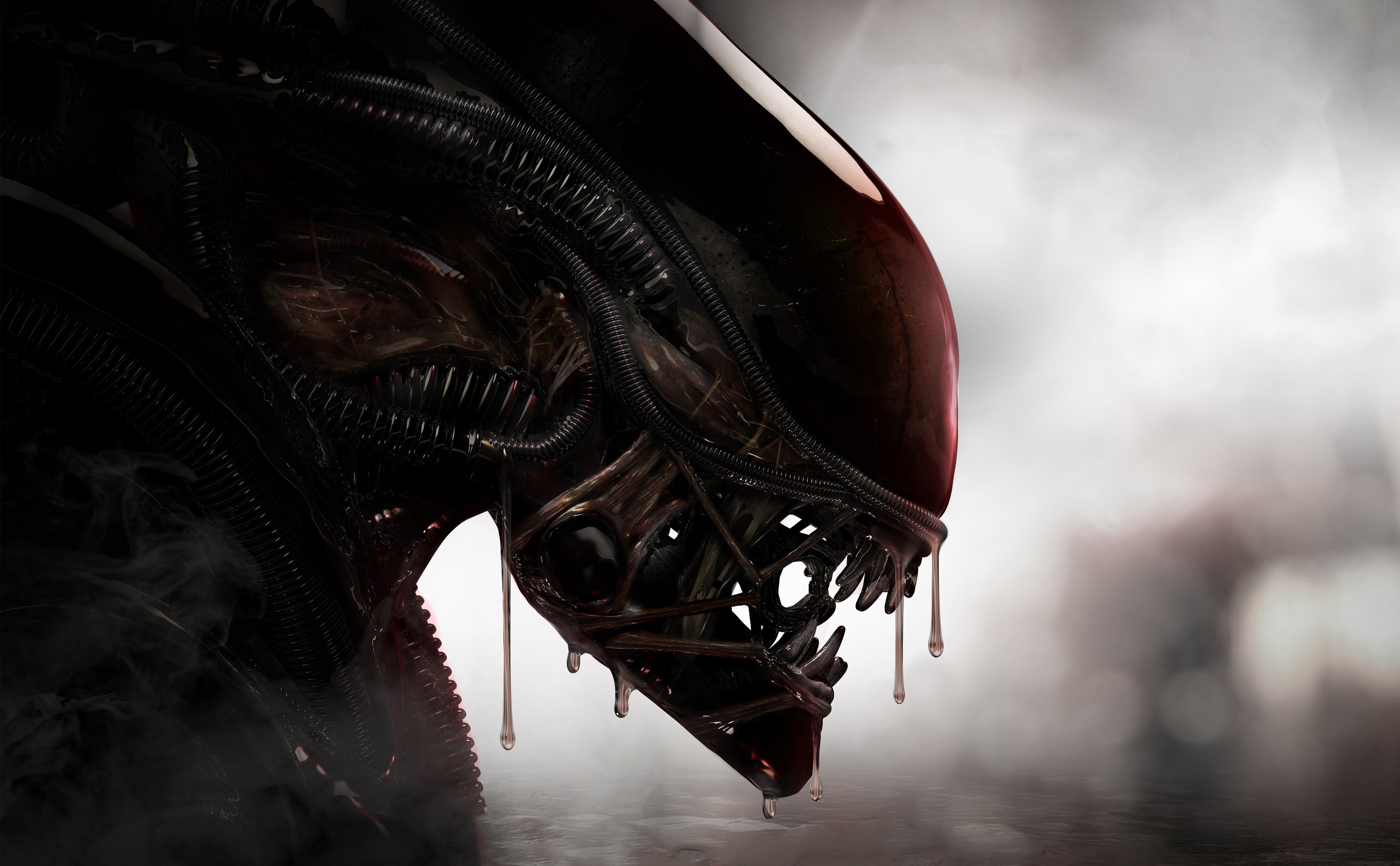 General 3840x2375 aliens Xenomorph creature Alien (Creature) science fiction horror movie characters closeup digital art