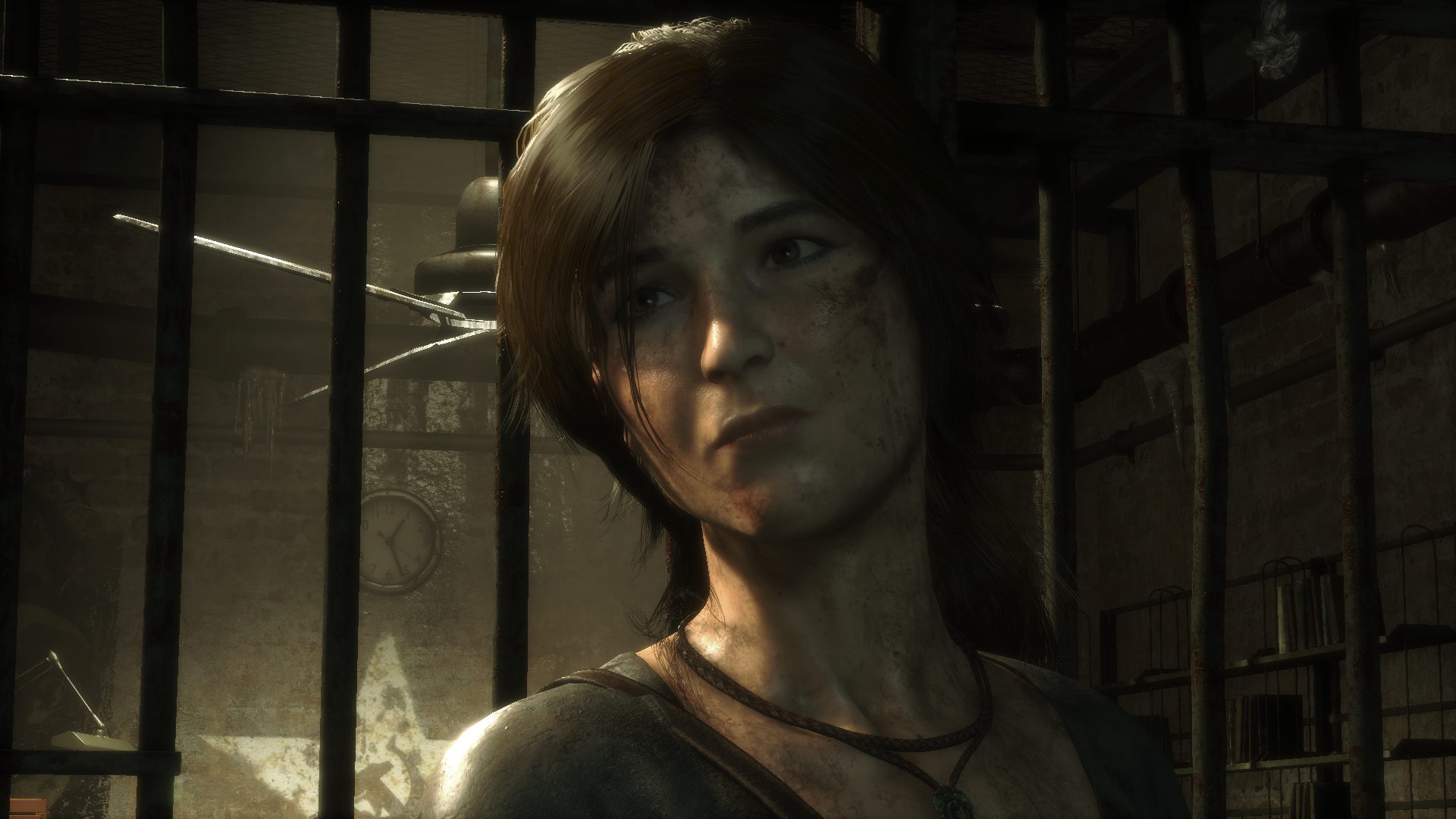 General 1920x1080 Rise of the Tomb Raider screen shot video games Tomb Raider PC gaming brunette dirt face necklace video game girls Lara Croft (Tomb Raider) video game characters closeup