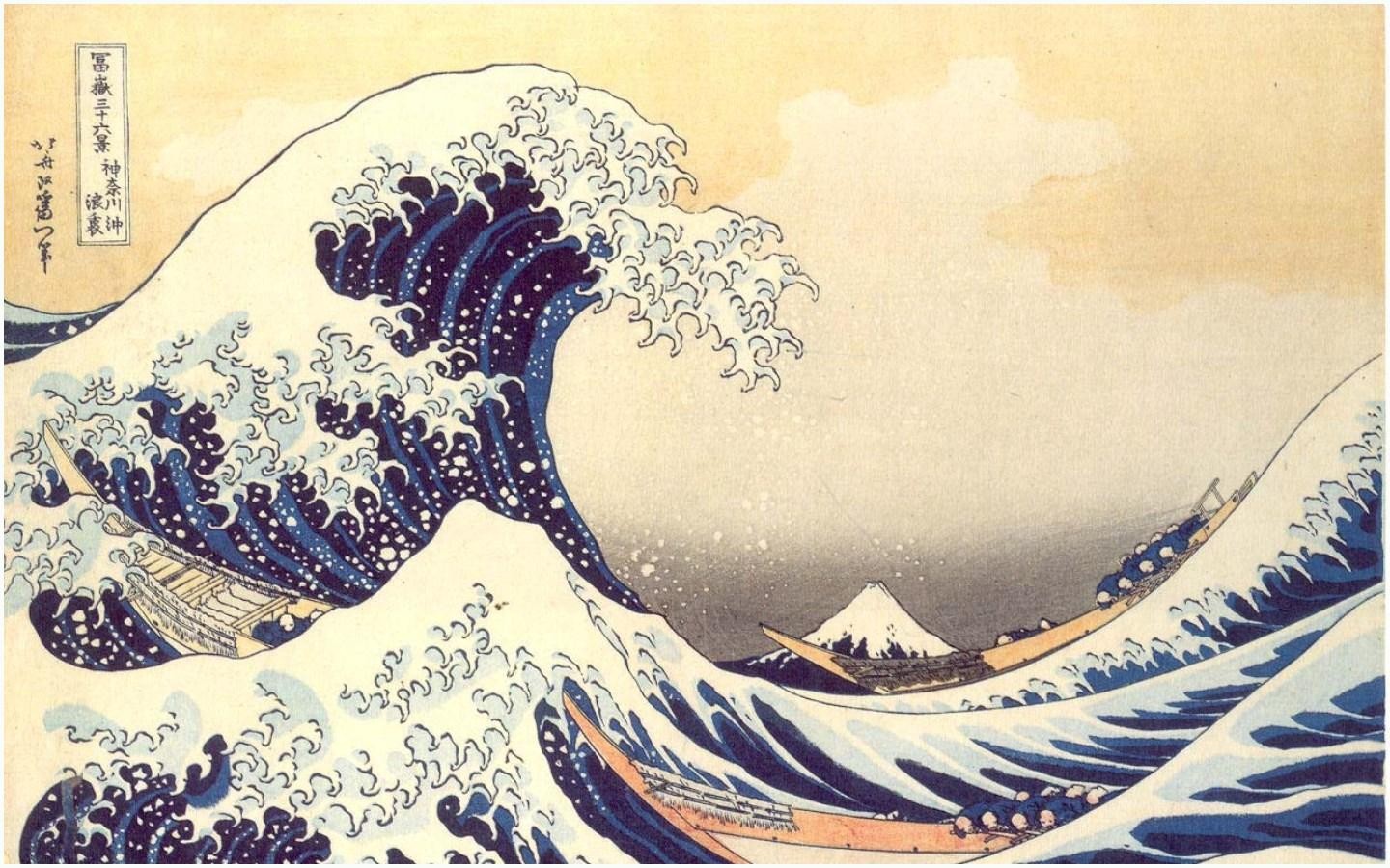General 1440x900 artwork Hokusai wood block Japan Asia waves The Great Wave of Kanagawa Ukiyo-e