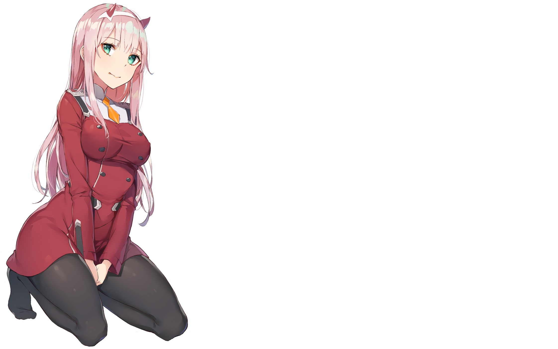 Anime 2242x1402 Darling in the FranXX Zero Two (Darling in the FranXX) anime girls pink hair simple background