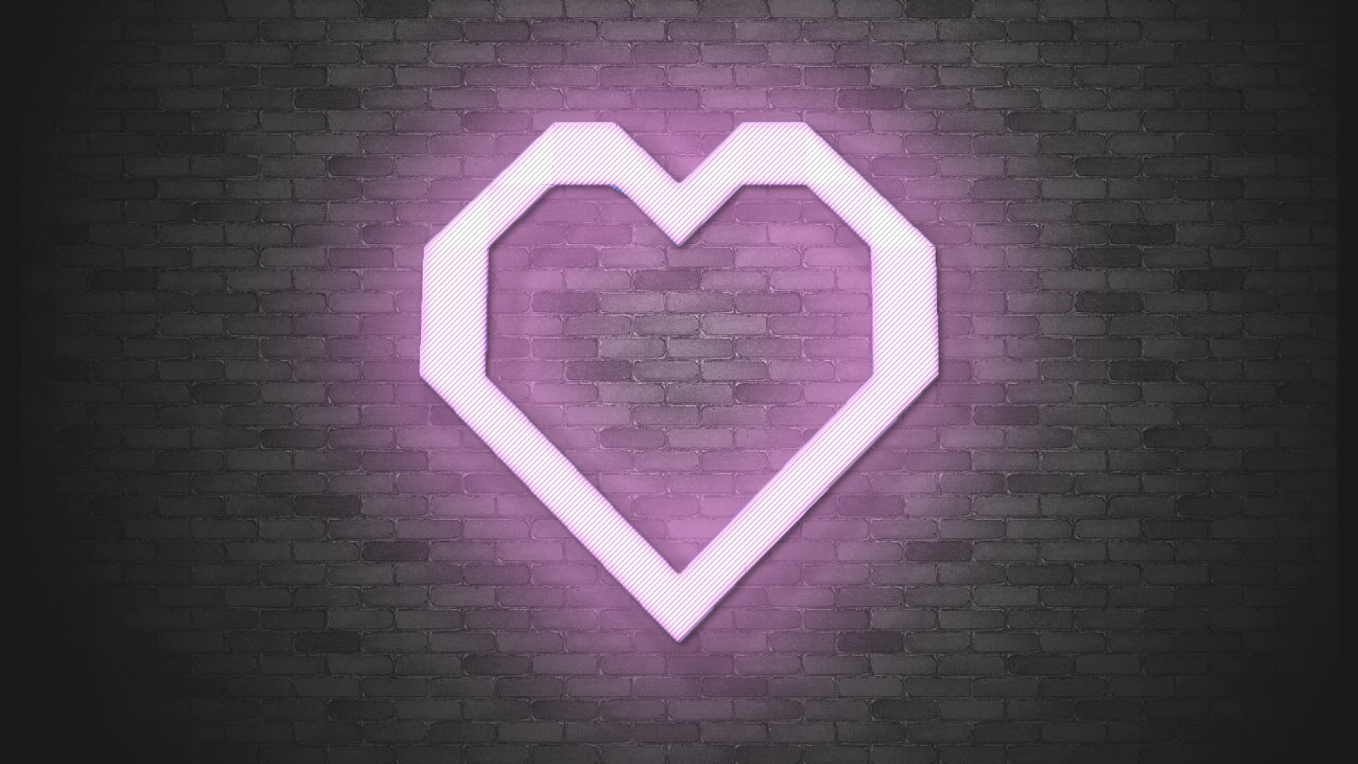General 1920x1080 heart pink bricks wall LEDs neon love warm purple
