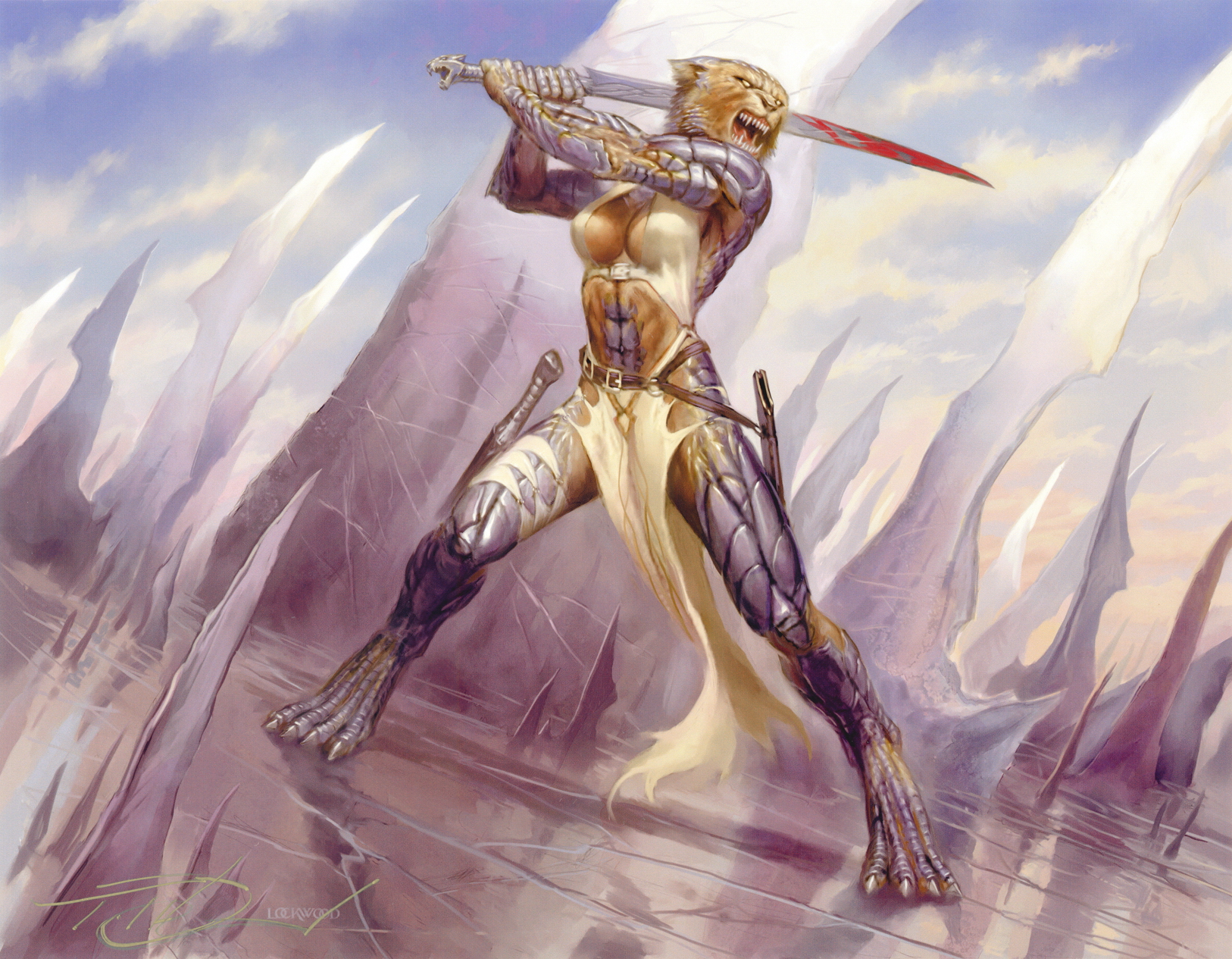 General 1626x1265 Magic: The Gathering creature boobs warrior fantasy art Leonin Den-Guard