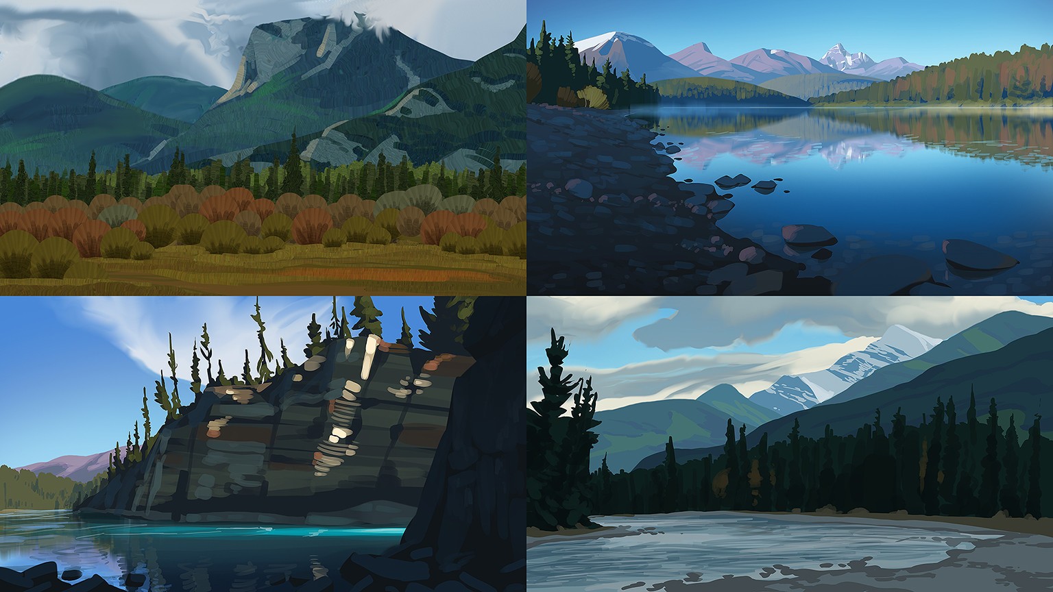 General 1536x864 forest landscape illustration mountains collage