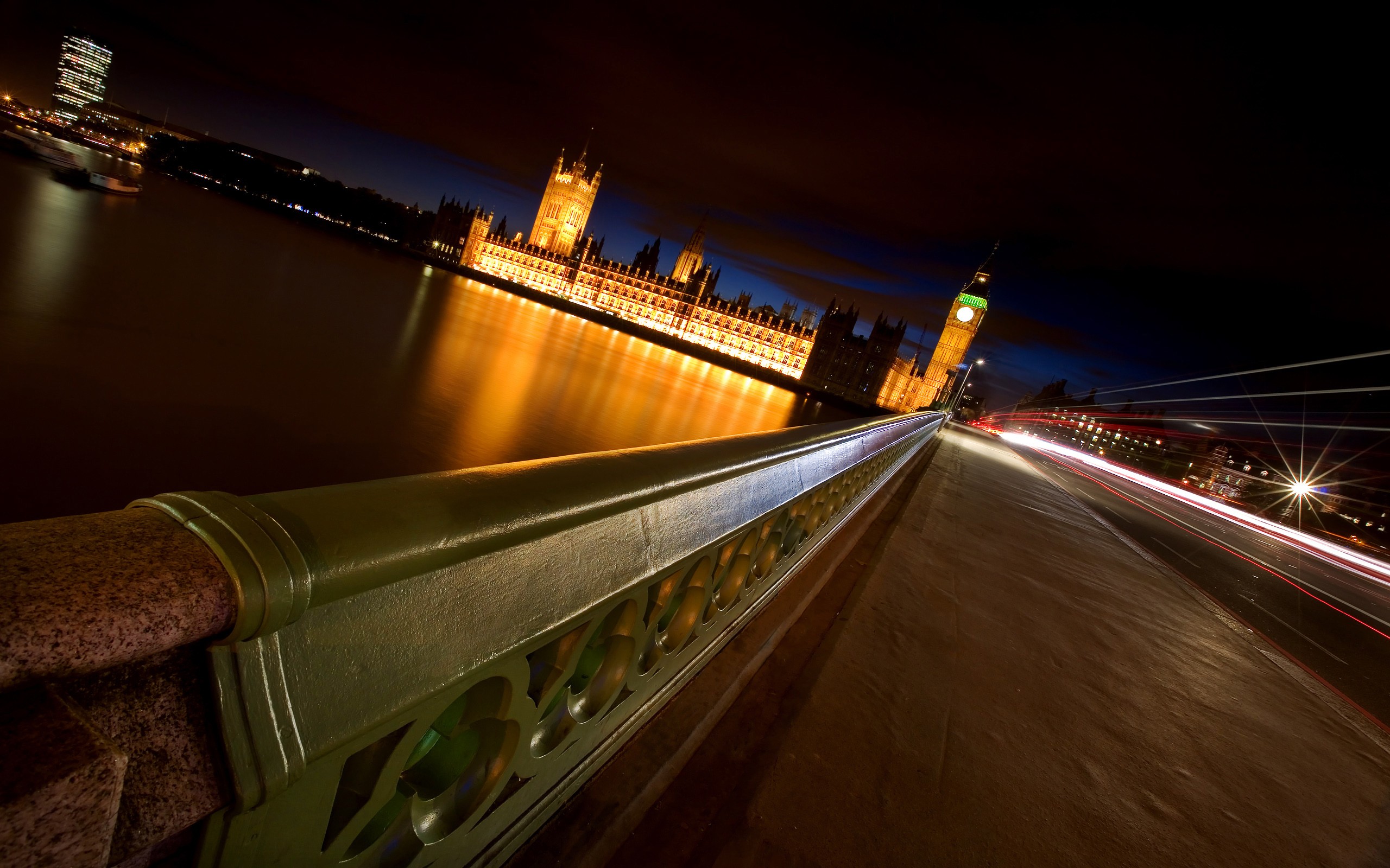 General 2560x1600 London long exposure night cityscape Big Ben