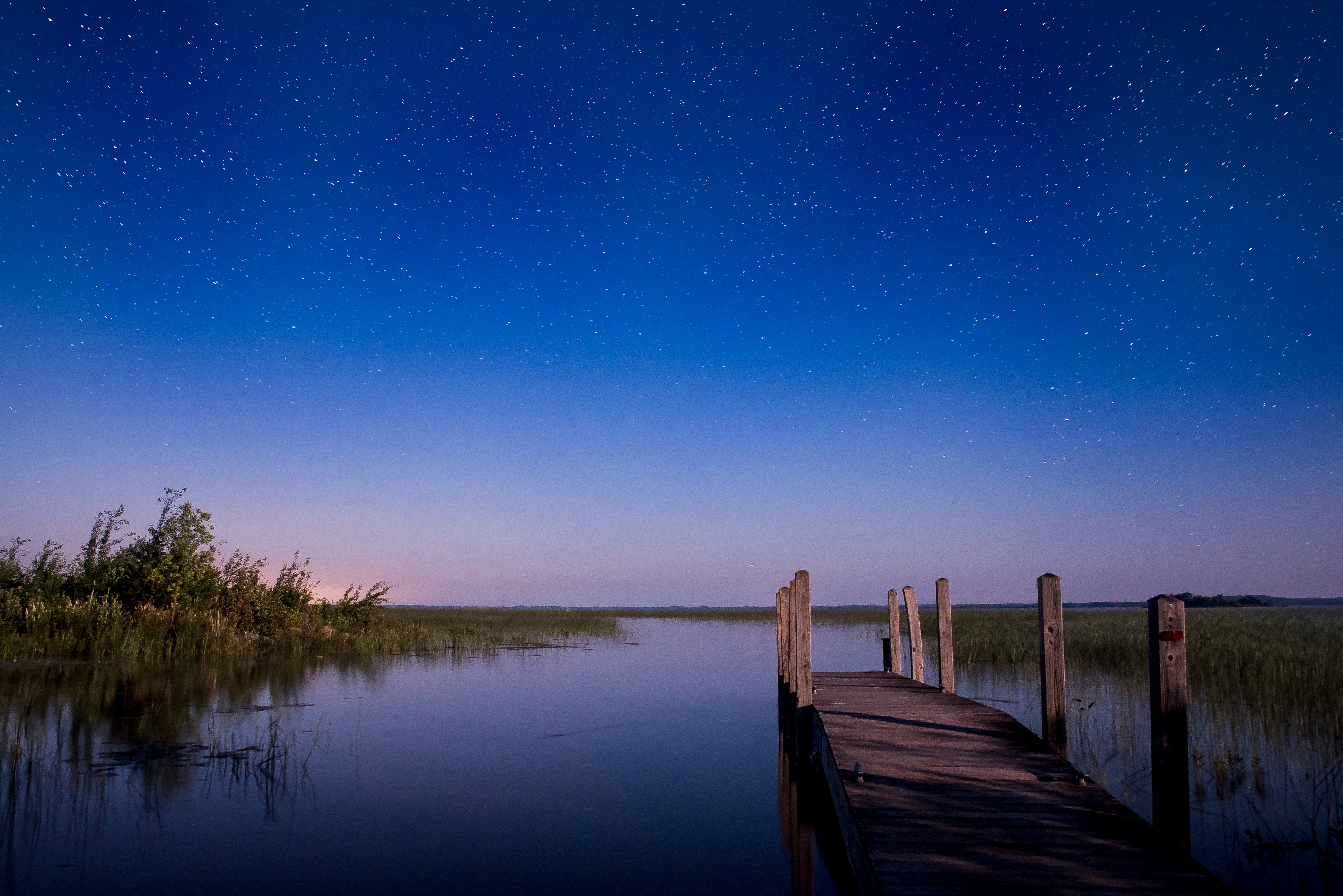General 5534x3694 nature water trees stars pier low light
