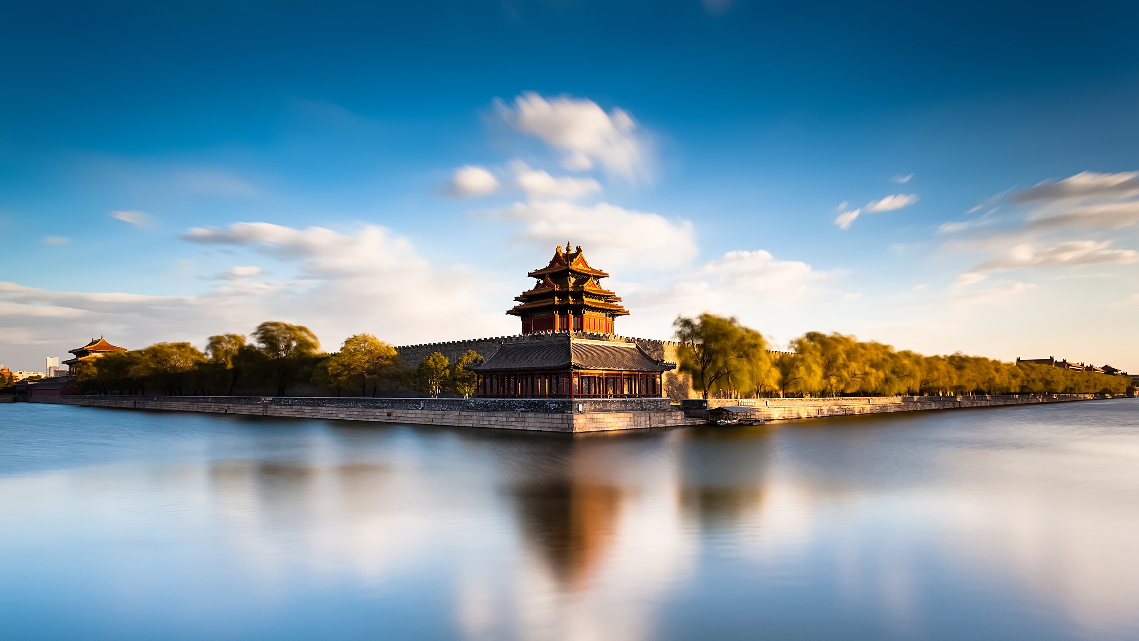 General 3840x2160 palace Asian architecture long exposure tower China Beijing reflection building Asia