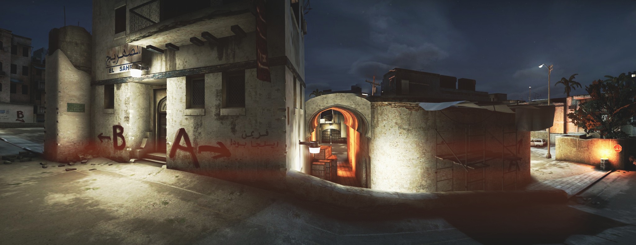 General 2048x790 dust2 Counter-Strike Counter-Strike: Global Offensive Counter-Strike: Source screen shot desert town night Middle East video games PC gaming
