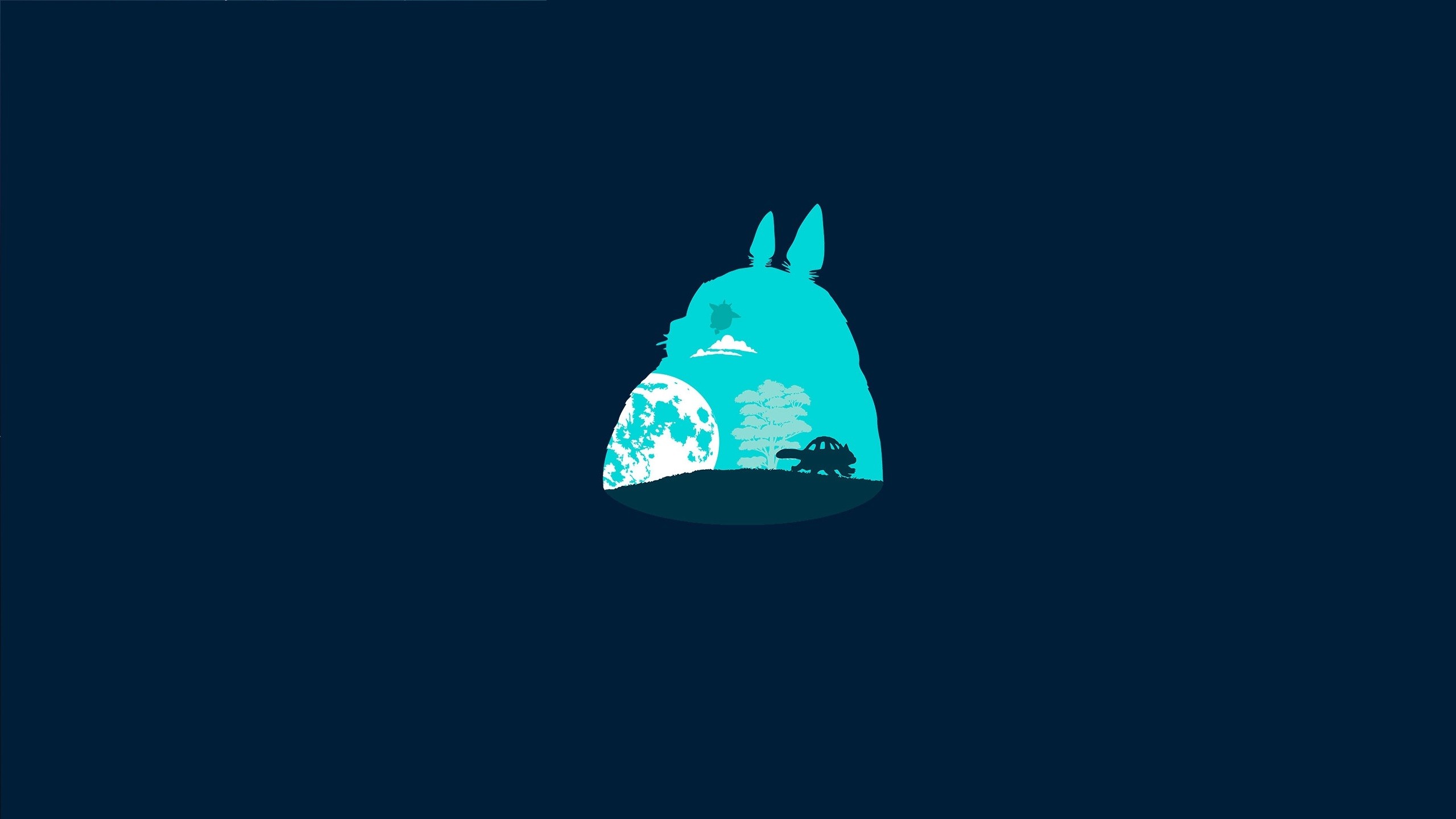 Anime 2560x1440 anime minimalism blue background cyan blue simple background Totoro My Neighbor Totoro
