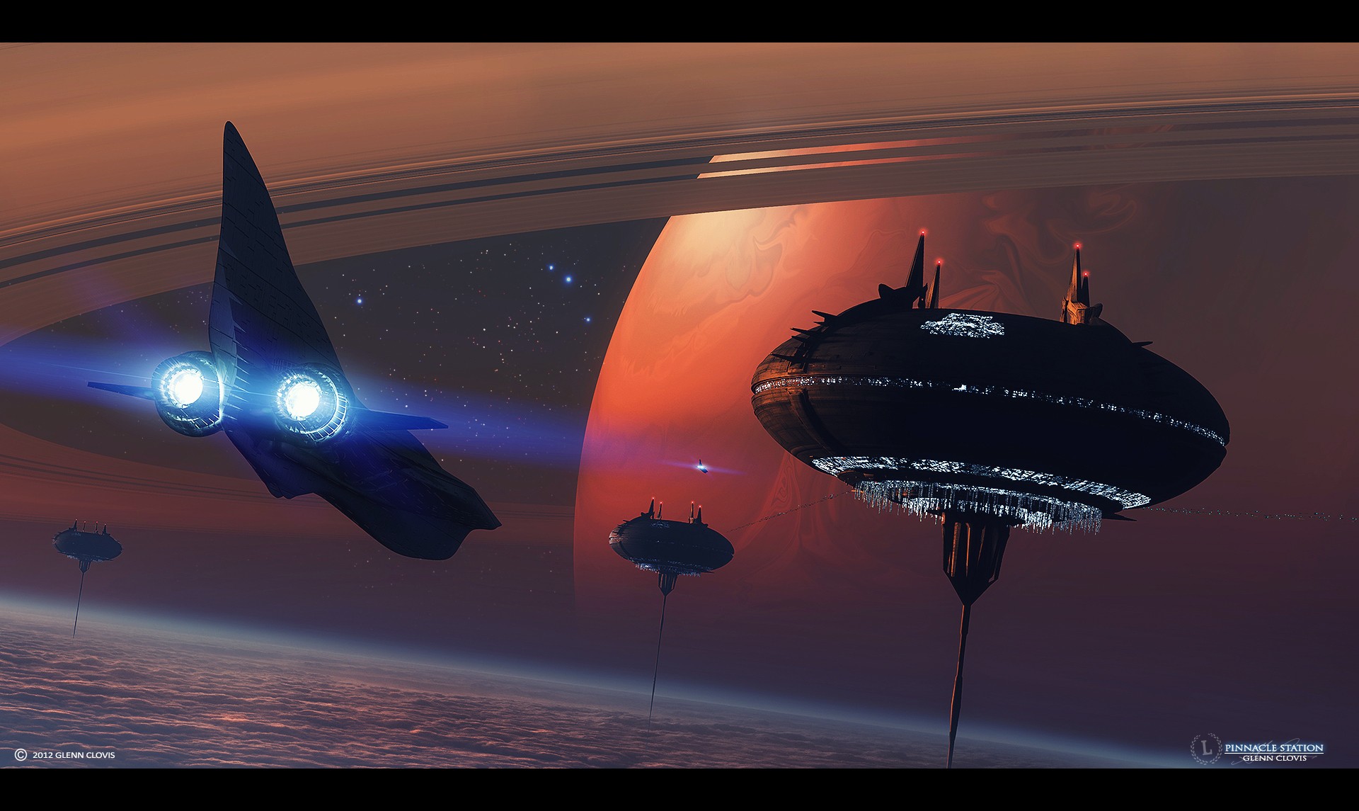 General 1920x1145 space planet space station stars digital art