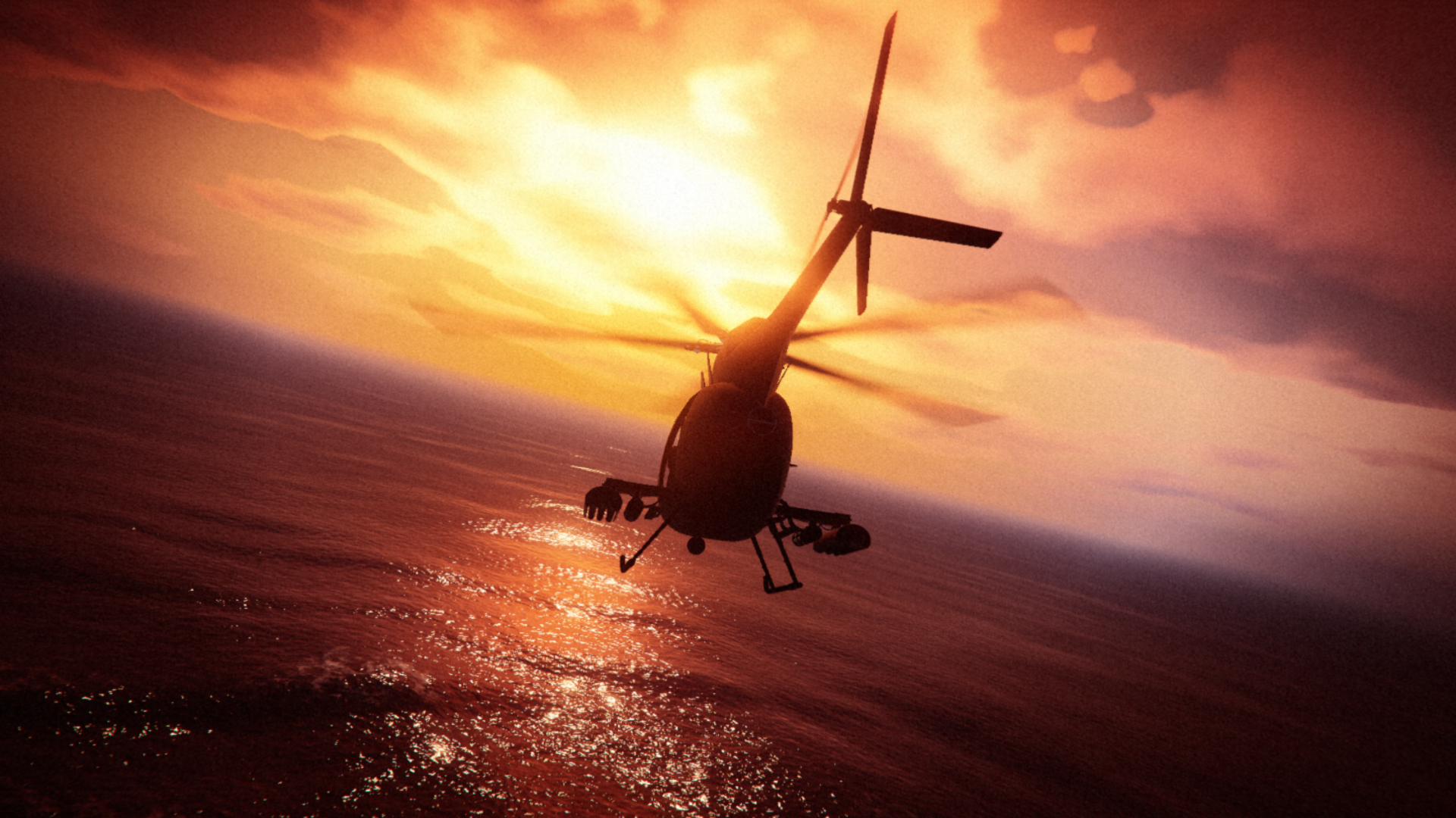 General 1920x1080 Grand Theft Auto V Grand Theft Auto Online Rockstar Games helicopters Pacific Ocean sunset video games