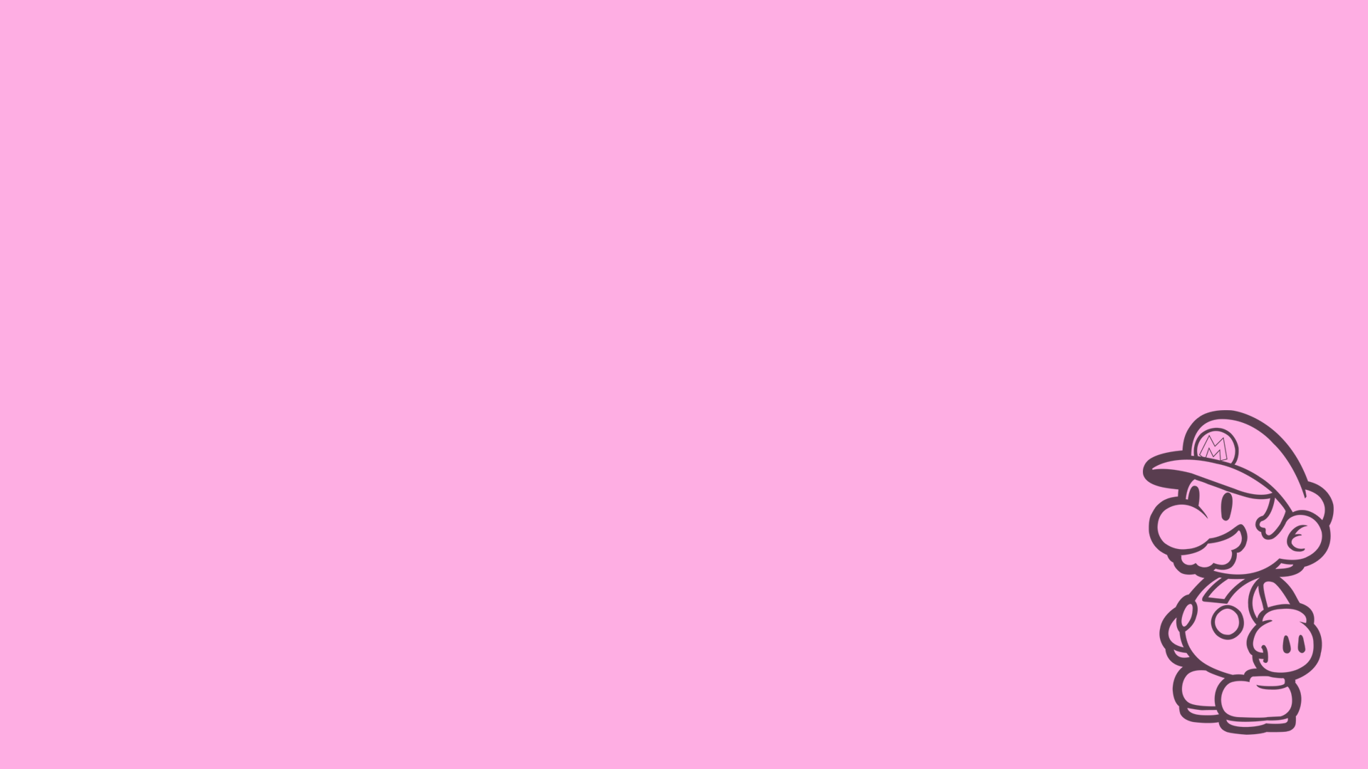 General 1920x1080 simple background minimalism video game characters pink light pink logo silhouette off-center video games pink background Mario video game men Nintendo fan art