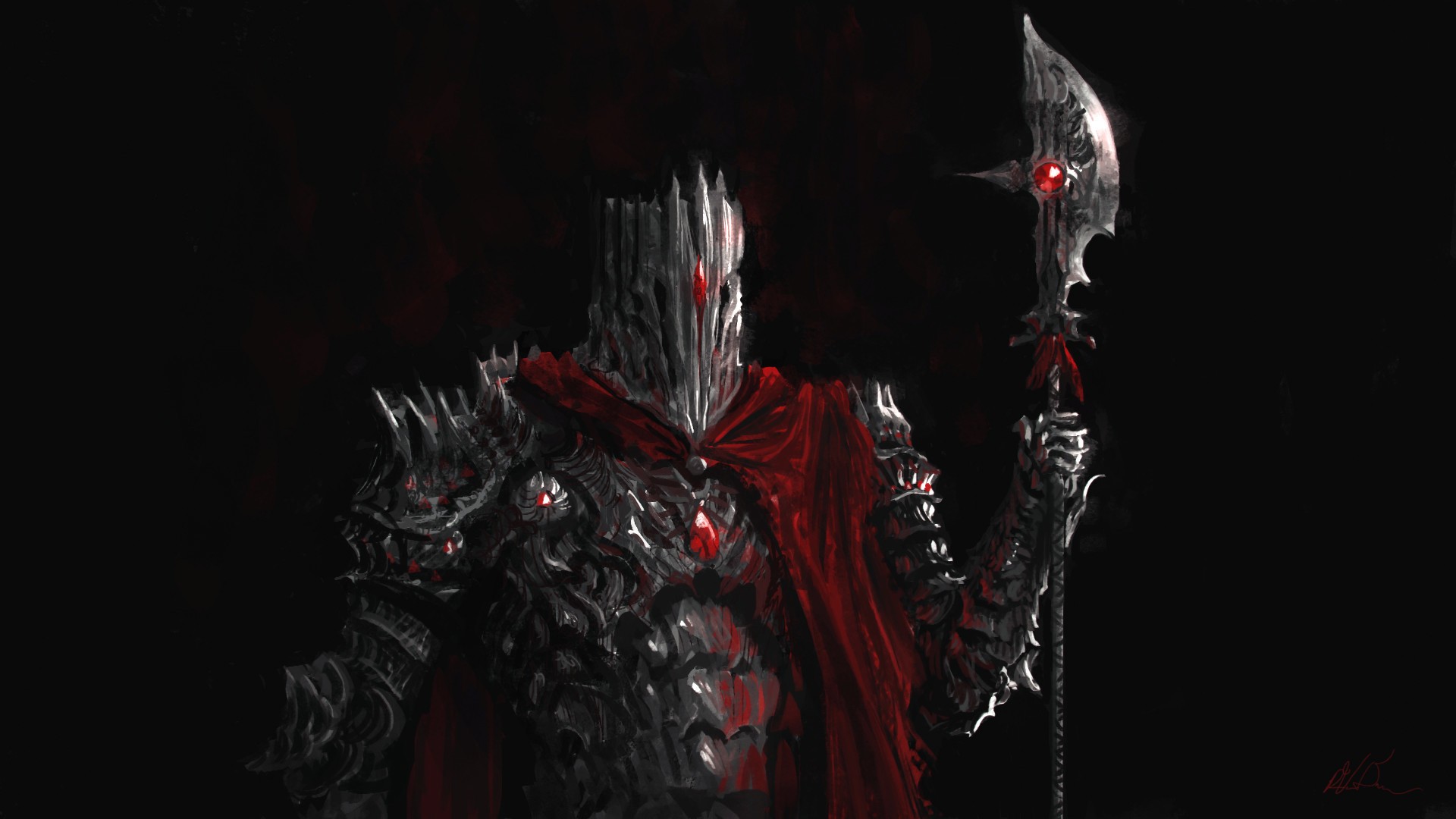 General 1920x1080 digital art axes knight armor fantasy art Ryan van Dongen dark fantasy demon