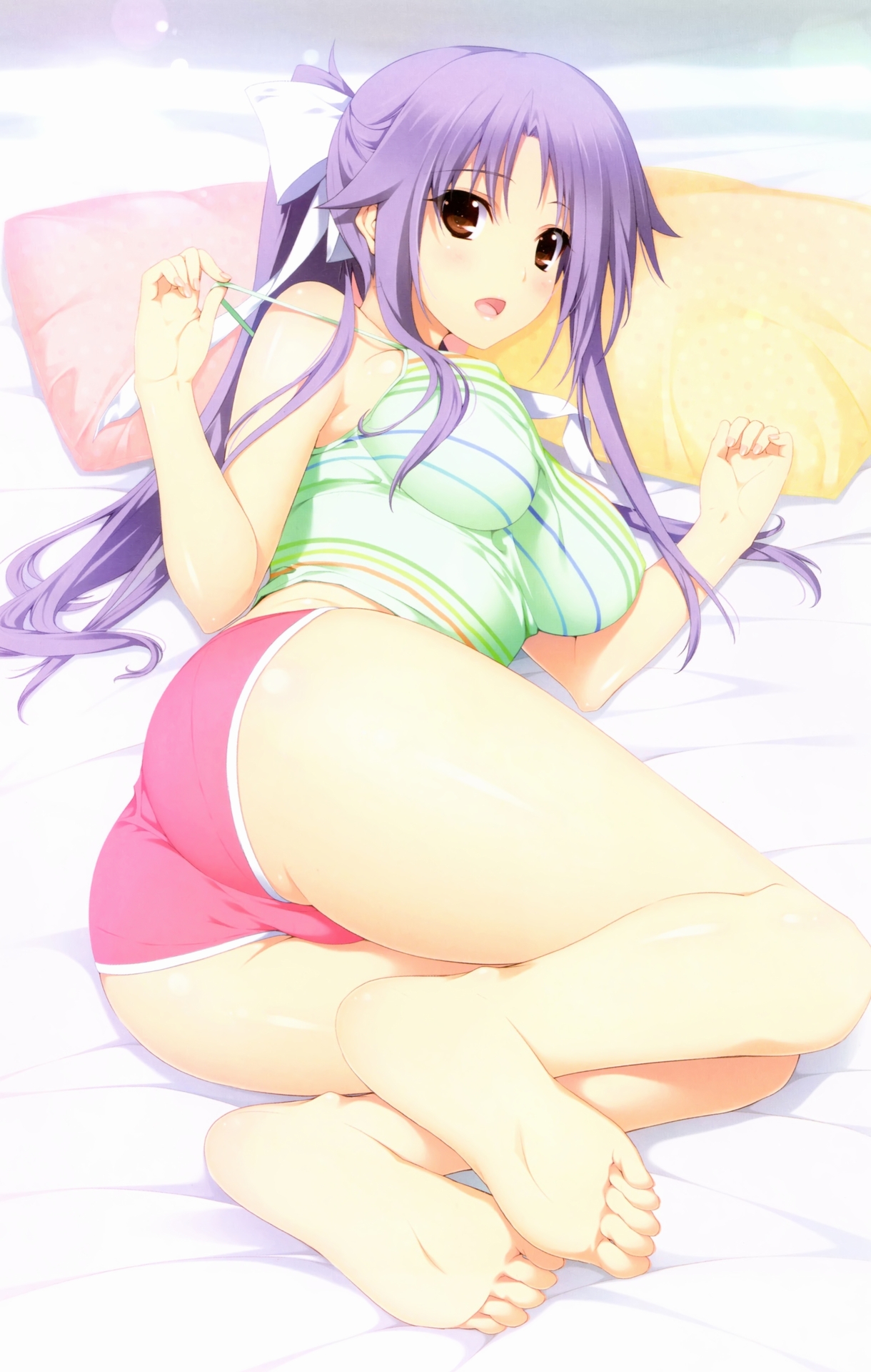 Anime 1220x1920 Narukawa Hime Lovely x Cation purple hair ass feet Iizuki Tasuku