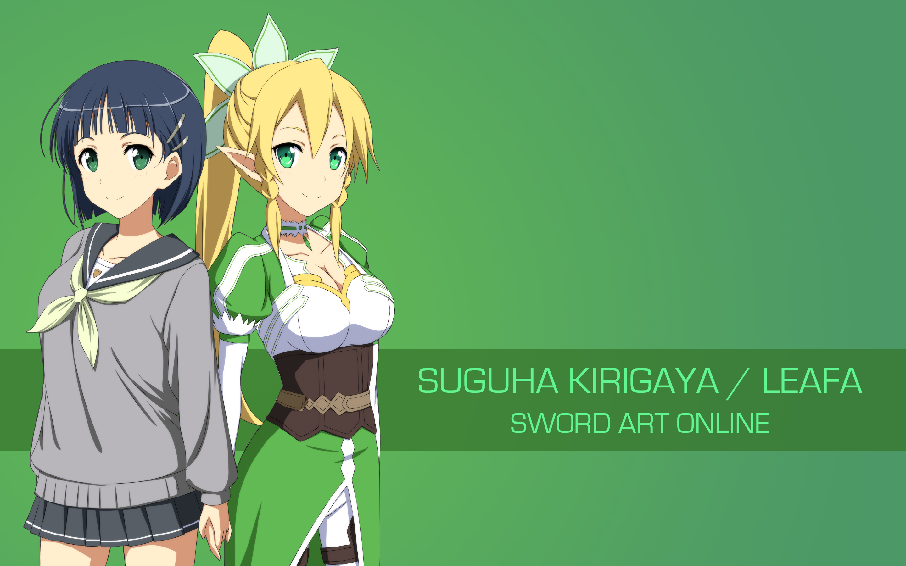 Anime 2880x1800 Sword Art Online anime girls Kirigaya Suguha elves school uniform