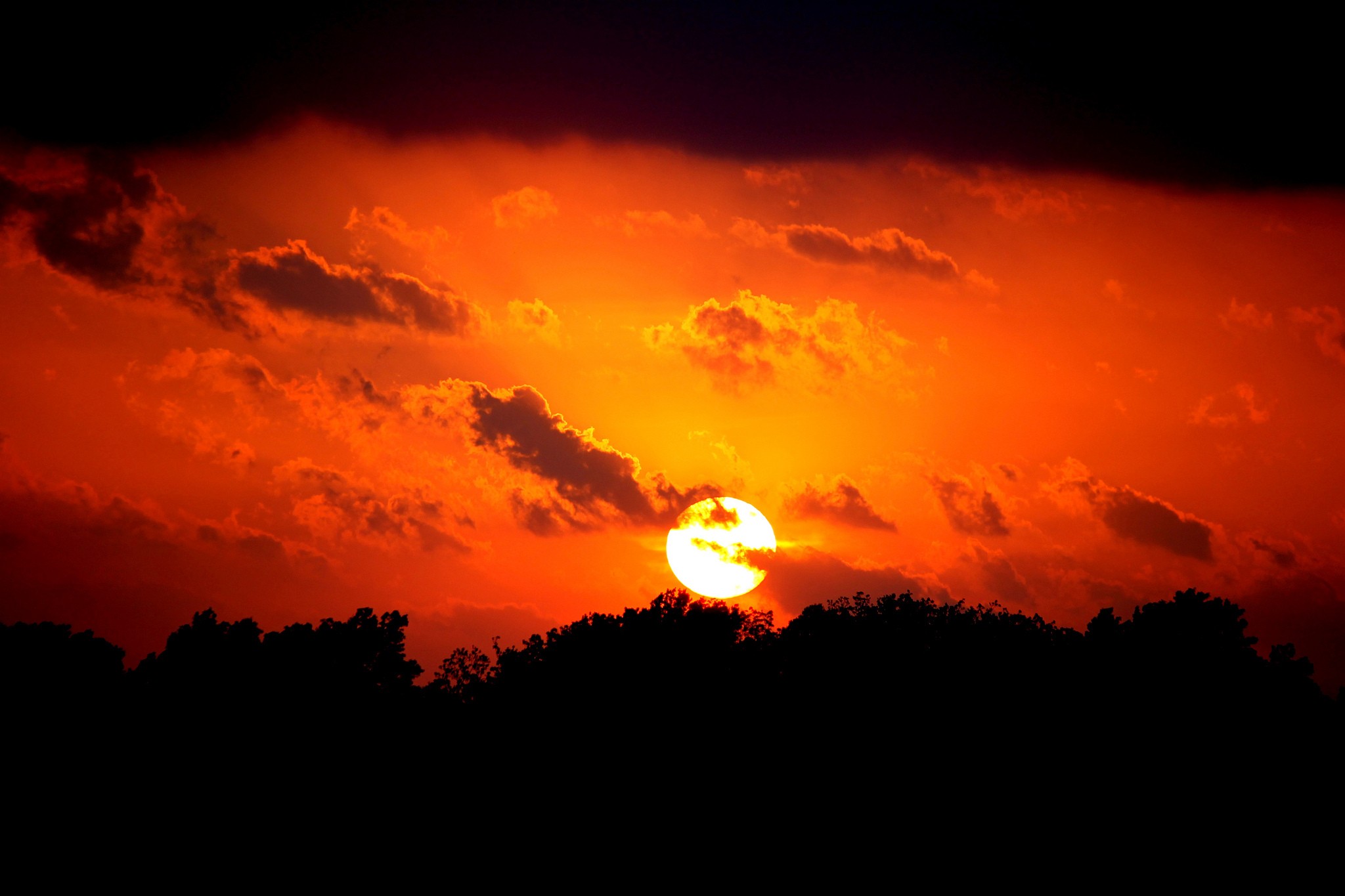 General 2048x1365 nature orange sky skyscape silhouette dark sunlight Sun clouds low light