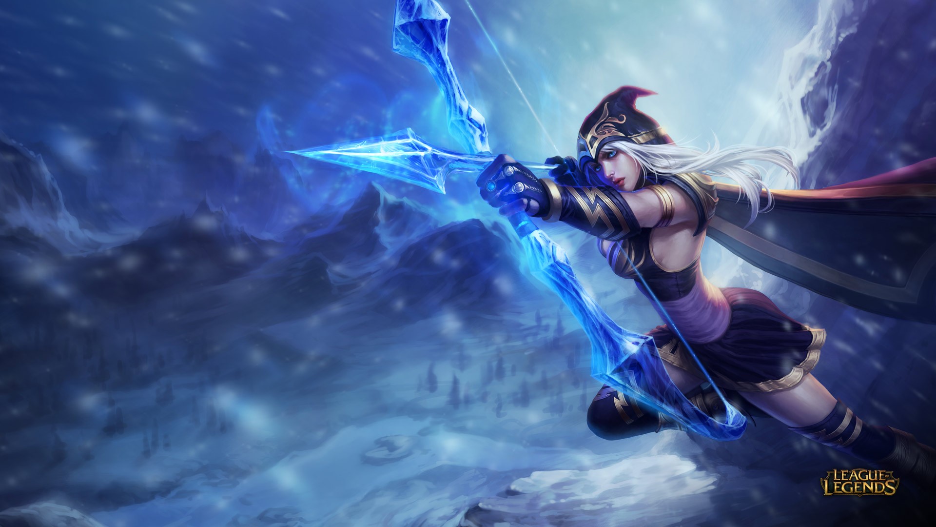Anime 1920x1080 League of Legends Ashe (League of Legends) video game warriors fantasy girl bow fantasy art PC gaming bow and arrow video game girls