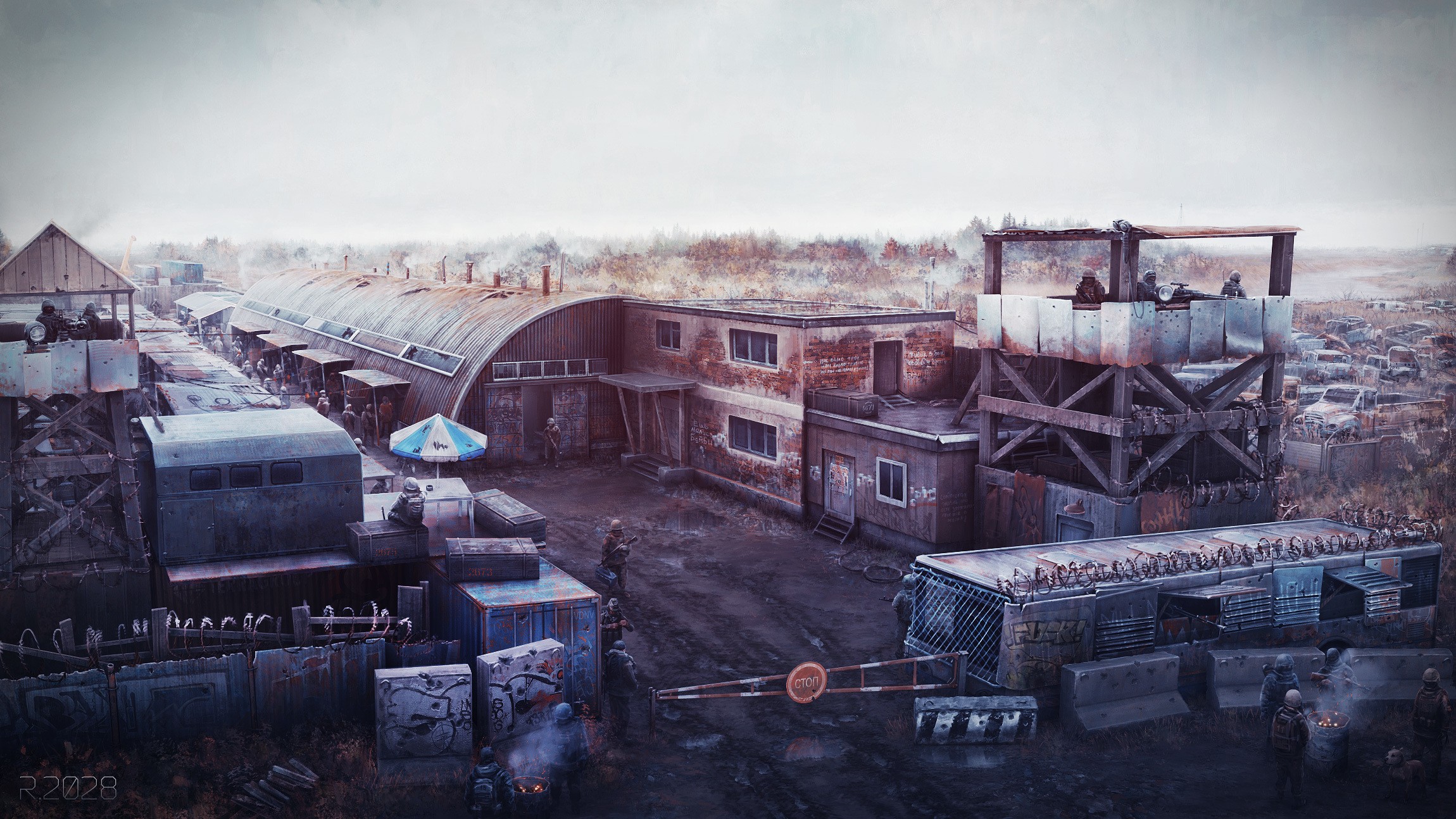General 2300x1294 artwork apocalyptic ruins city soldier digital art CGI