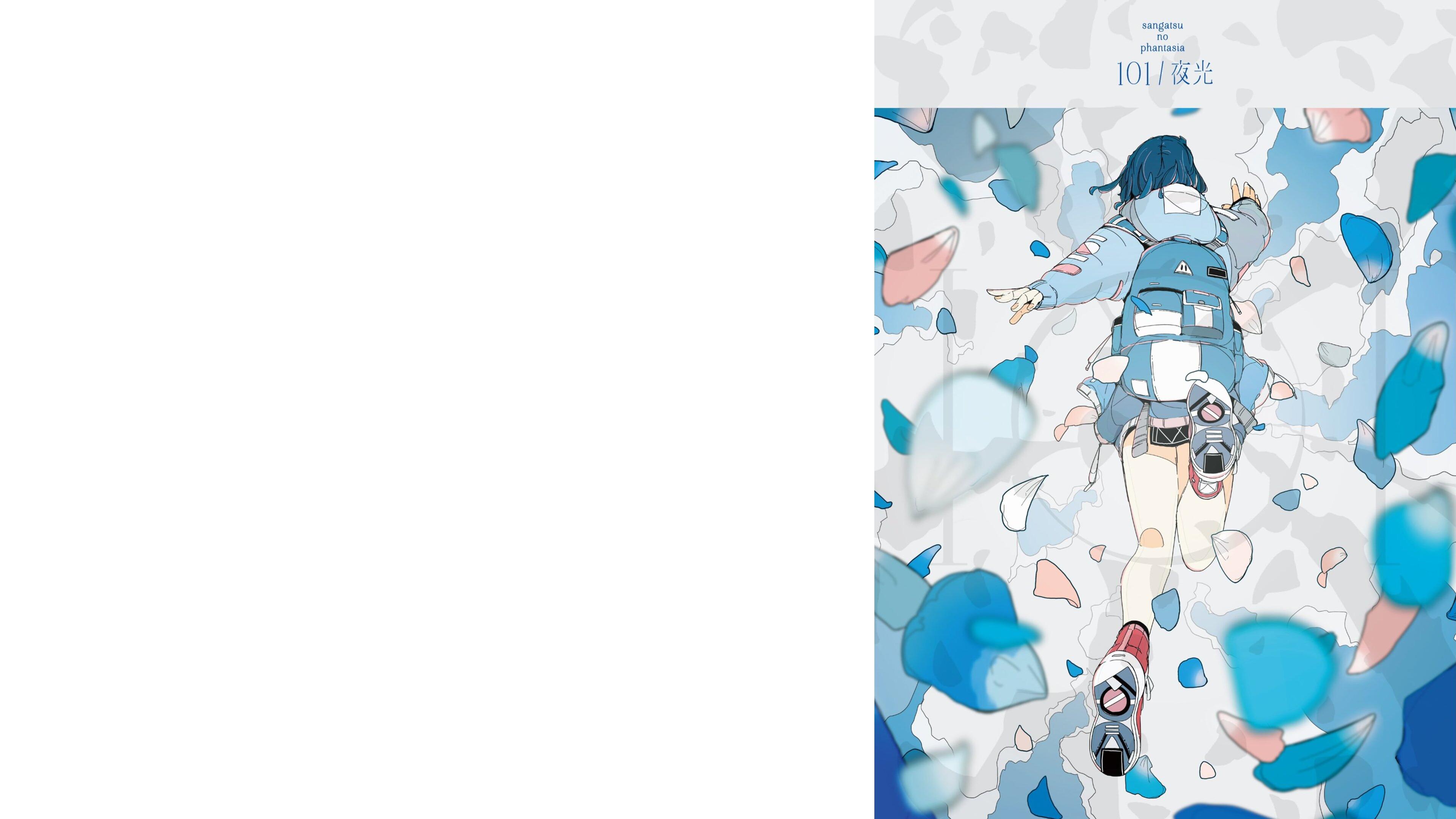 Anime 3840x2160 daisukerichard anime girls original characters white background simple background backpacks minimalism petals