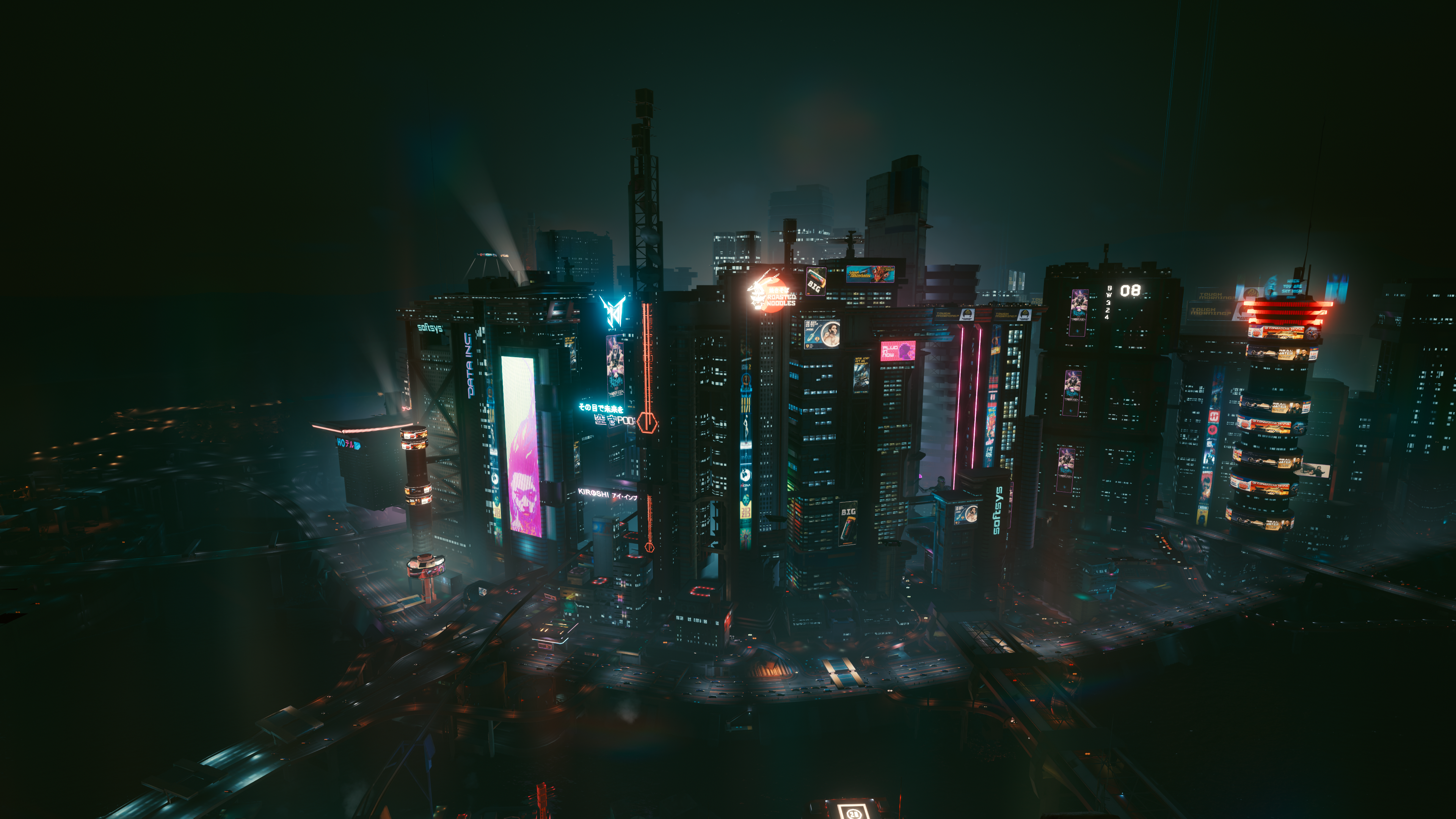General 3840x2160 city city lights building night CD Projekt RED Cyberpunk 2077 digital art video games