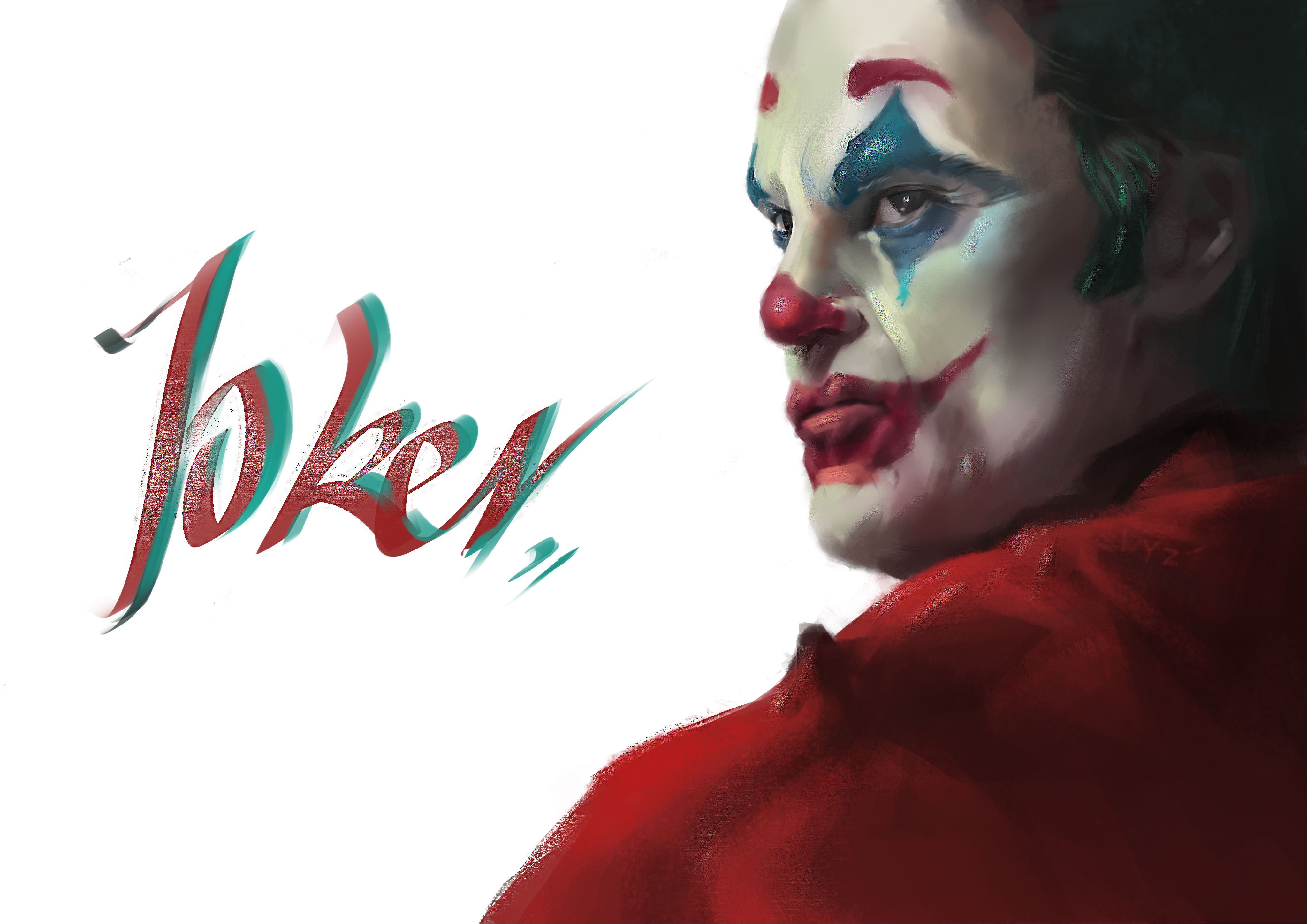General 4093x2894 Joker (2019 Movie) drawing simple background minimalism makeup Joker
