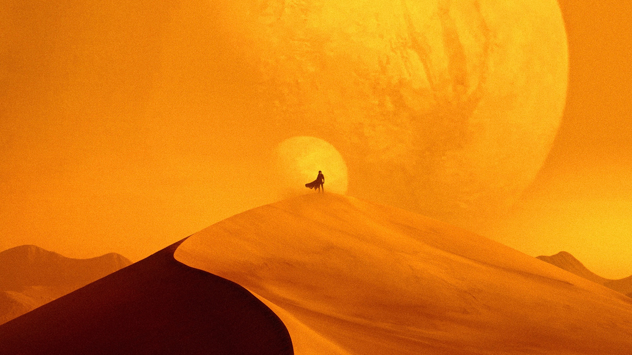 General 2052x1154 Dune (movie) Dune (series) desert Sun movies digital art hills sand minimalism standing