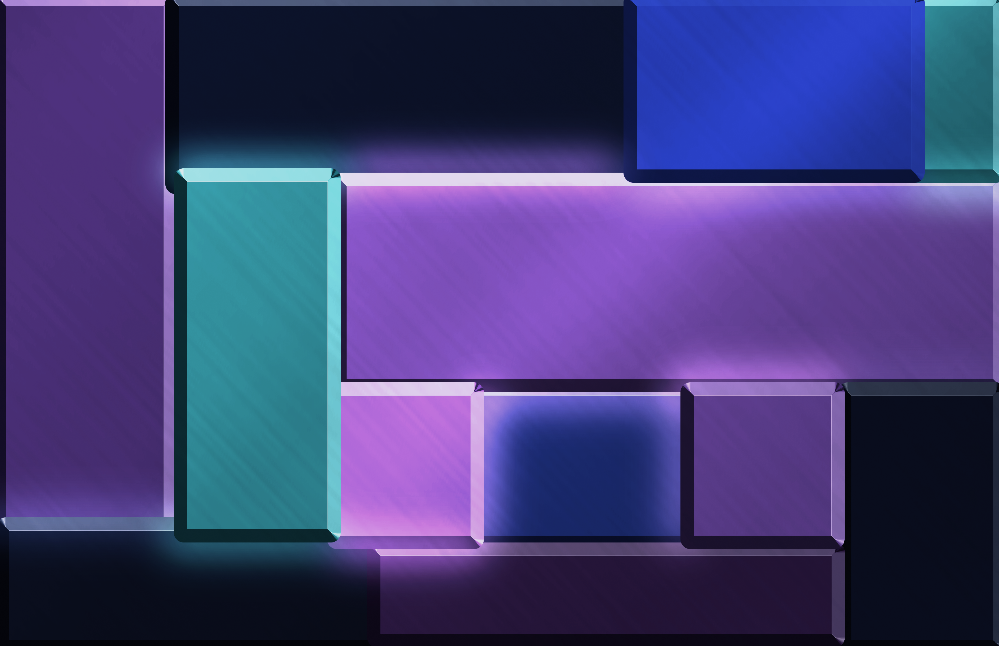 General 3456x2234 digital art blue purple background teal shapes abstract