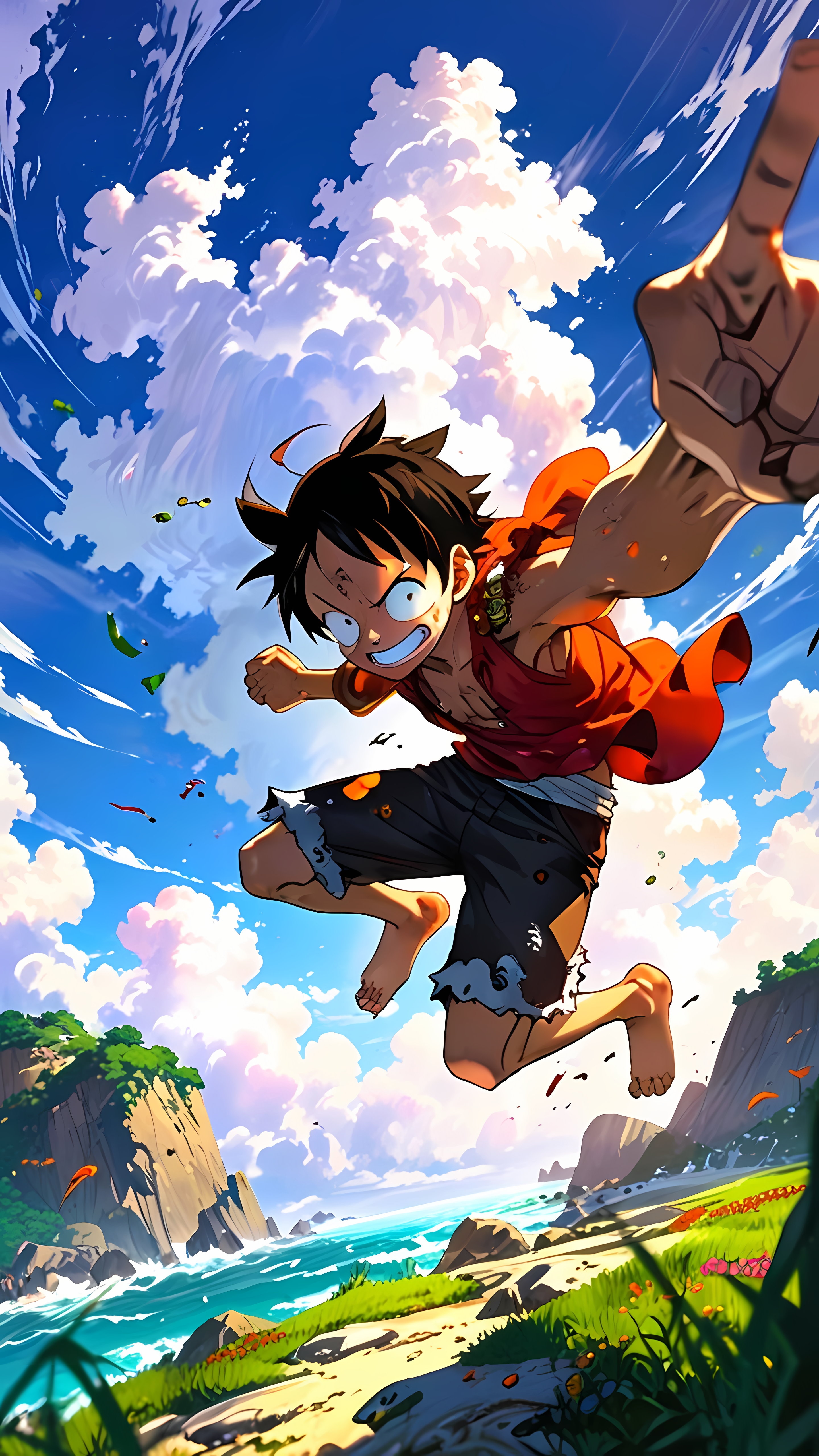 Anime 2880x5120 Monkey D. Luffy anime boys anime AI art