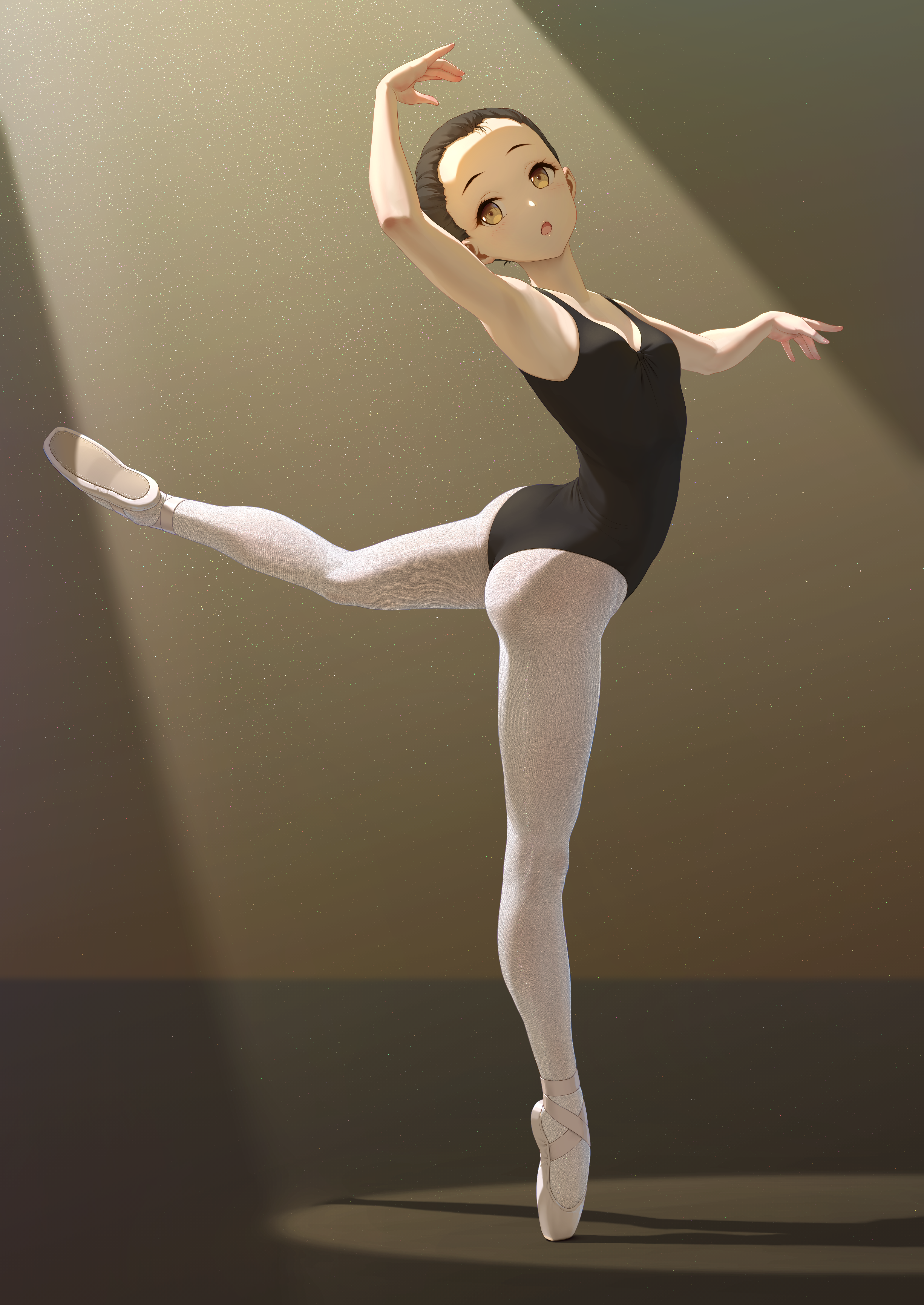 Anime 4299x6071 anime girls ballet leotard white thigh highs ballerina portrait display women ass tiptoe ballet slippers bodysuit Himitsu