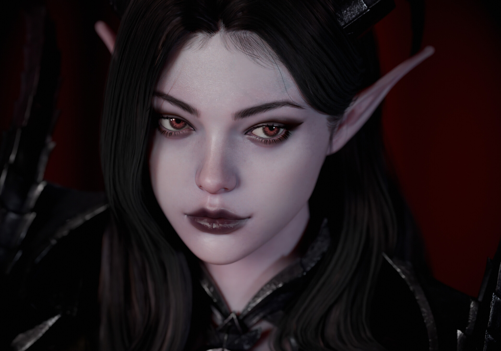 General 1920x1344 Dong Hyun Kim CGI succubus red eyes pointy ears portrait