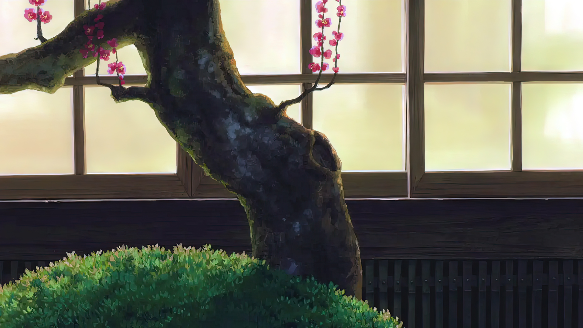 Anime 1920x1080 Spirited Away anime animation animated movies Hayao Miyazaki Studio Ghibli cherry trees window bushes film stills branch flowers