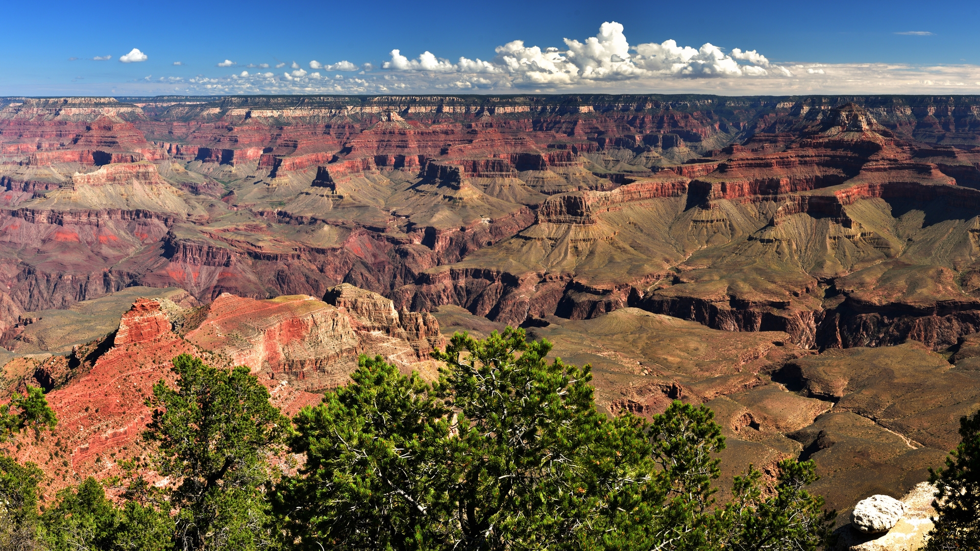 General 1920x1080 landscape Grand Canyon grand  point view Arizona USA nature clouds sky trees canyon