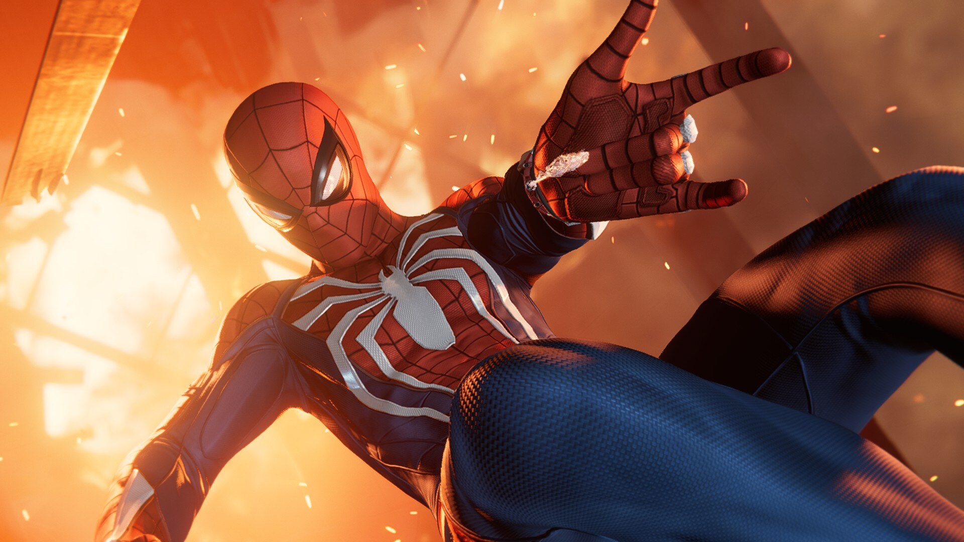 General 1920x1080 Spider-Man Spider-Man (2018) Marvel Comics bodysuit PlayStation explosion CGI superhero