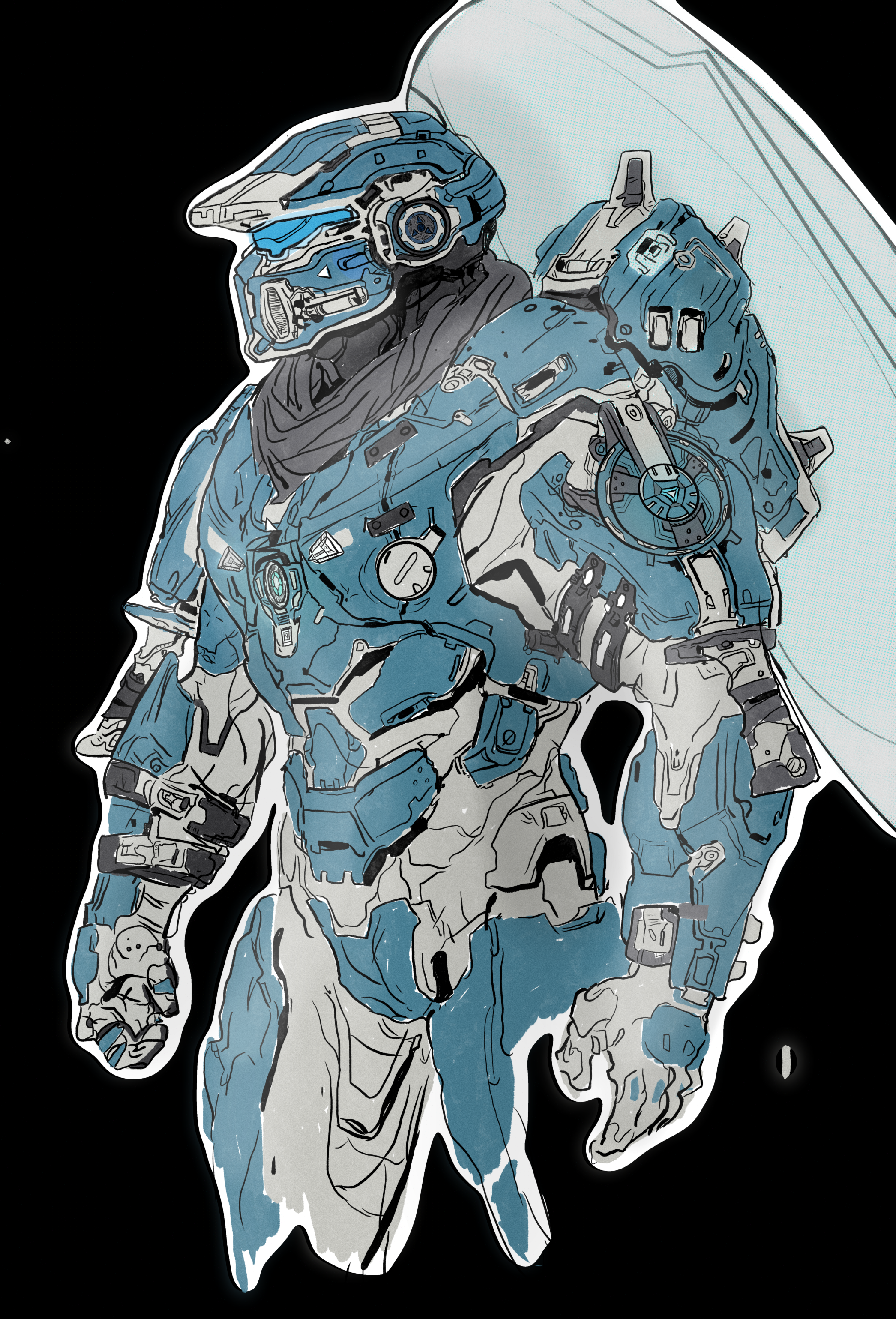 General 2091x3078 suits scientific illustration robot Halo 5: Guardians video games video game characters