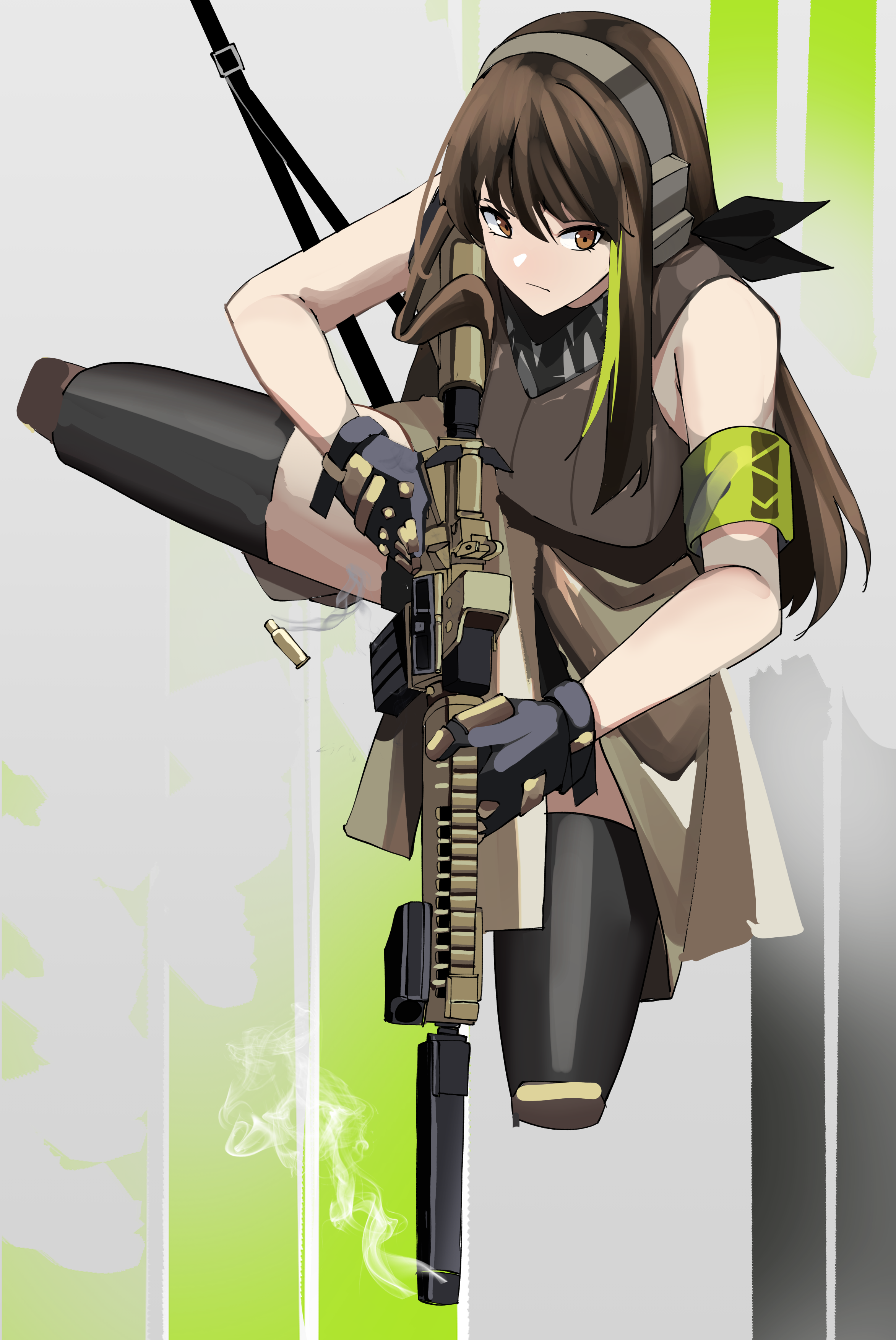 Anime 2344x3504 anime anime girls Girls Frontline M4A1 (Girls Frontline) long hair brunette solo artwork digital art fan art gun girls with guns